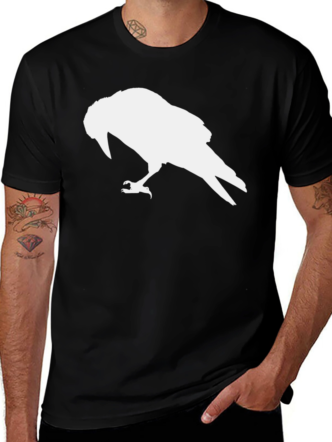 Variant 27 of Raven Silhouette Black Tee - Edgy Casual Wear