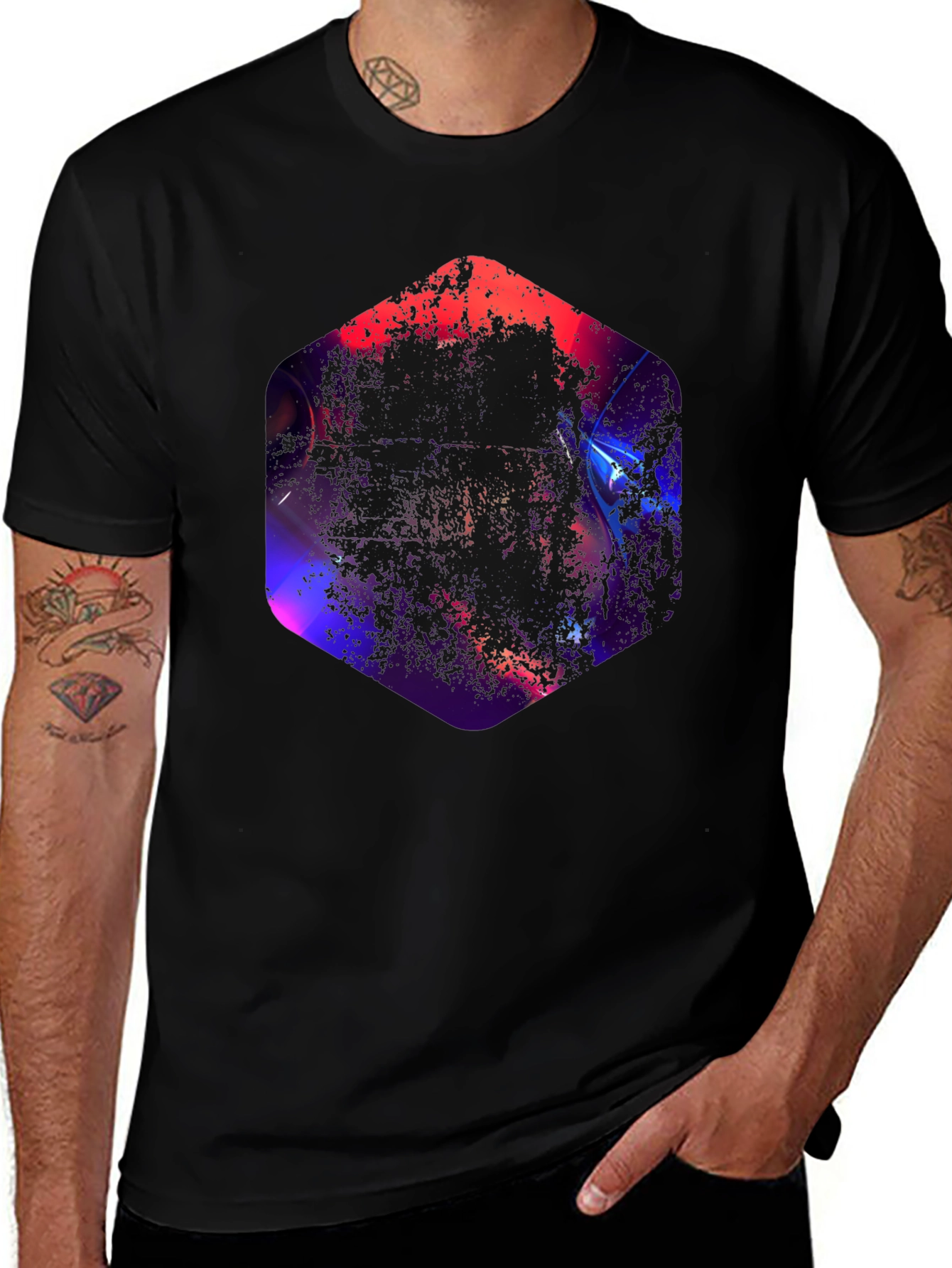 Variant 30 of Geometric Abstract Graphic Black T-Shirt