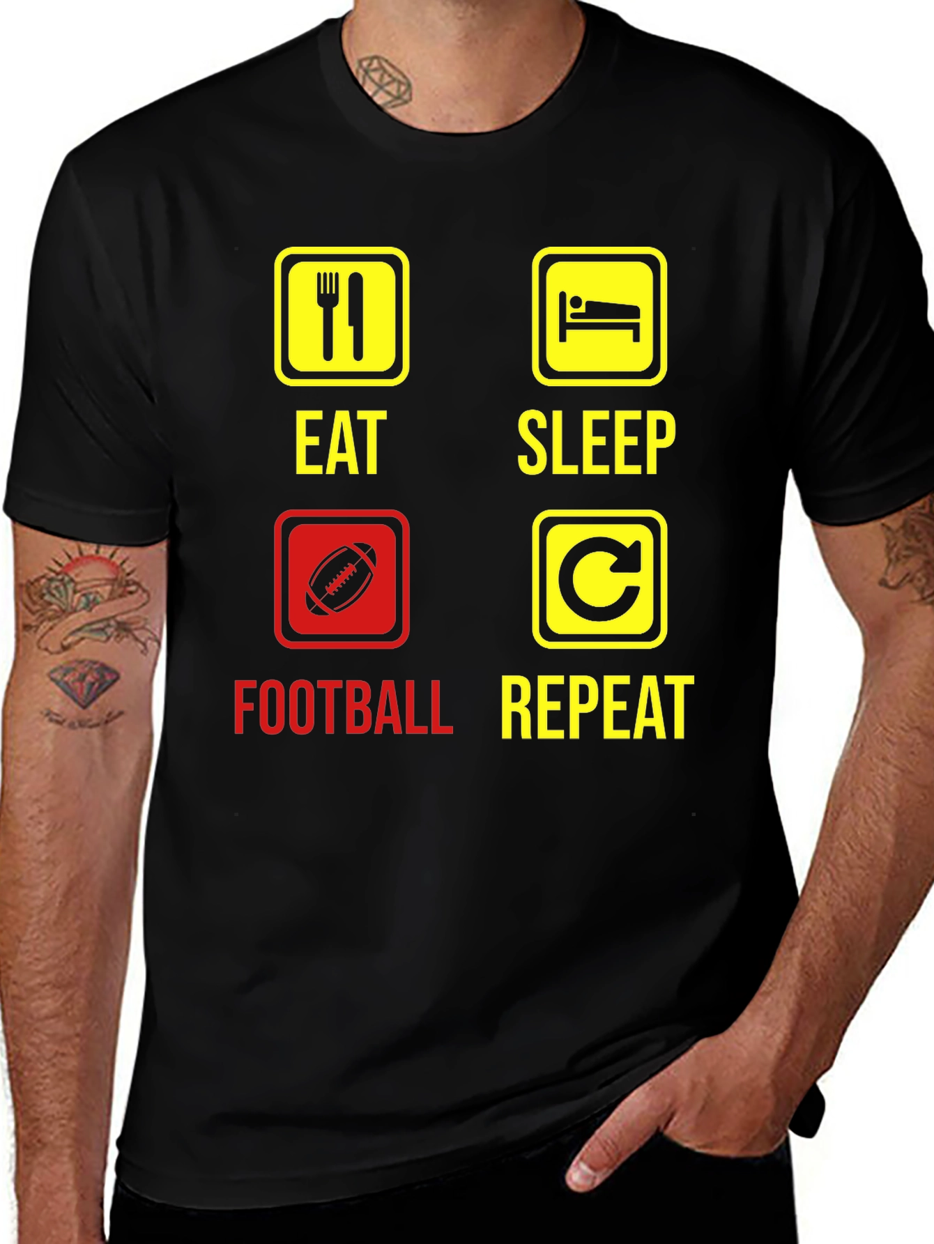 Variant 16 of Eat Sleep Football Repeat Graphic Tee