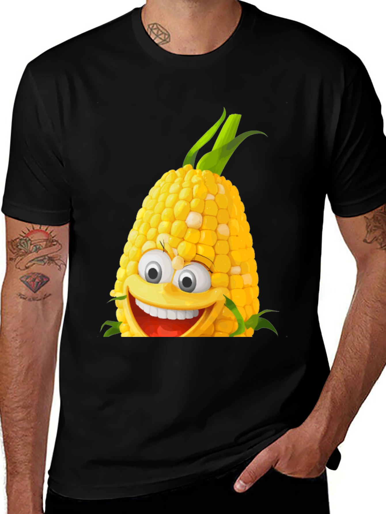 Corn Character T-Shirt - Funny Food Tee