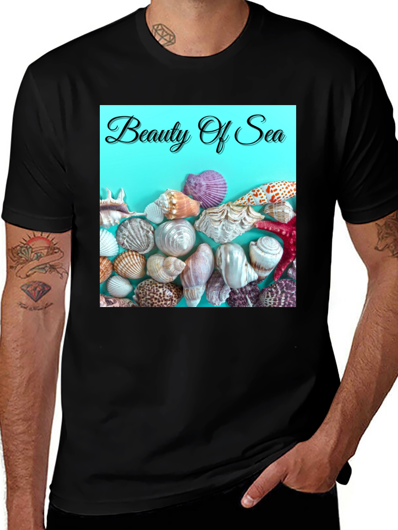 Variant 14 of Beauty Of Sea T-Shirt, Beach Seashells Graphic Tee
