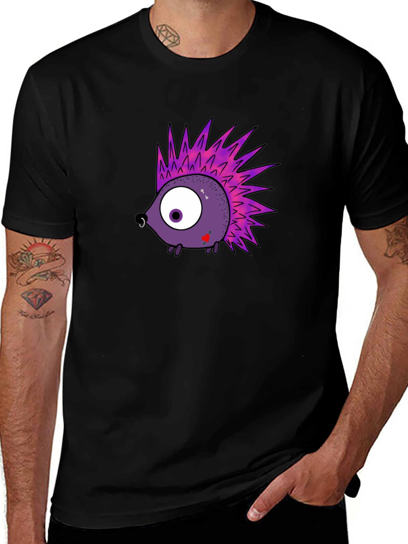 Variant 4 of One-Eyed Purple Hedgehog Graphic Tee