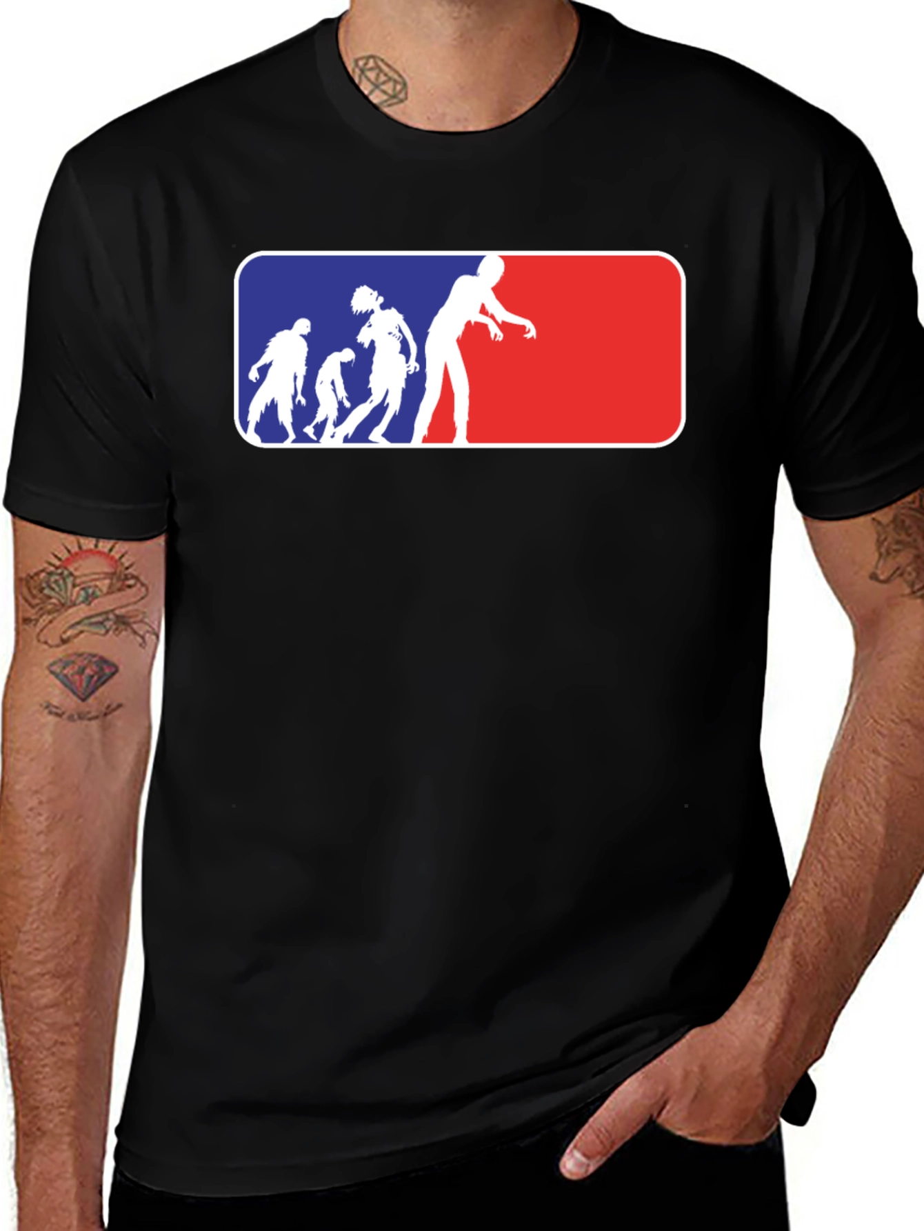 Zombie Evolution T-Shirt - Blue and Red Design