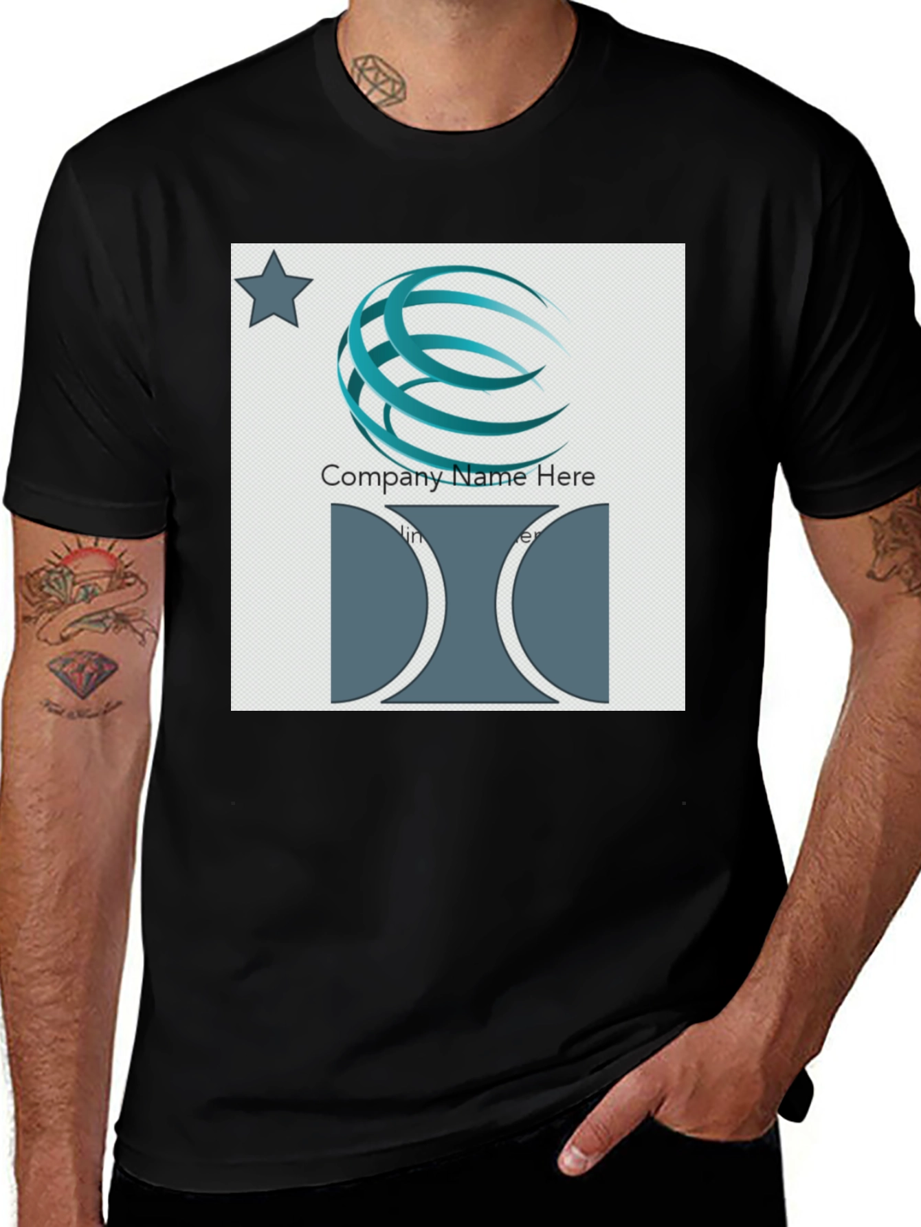 Variant 24 of Customizable Black T-Shirt w/ Logo Design