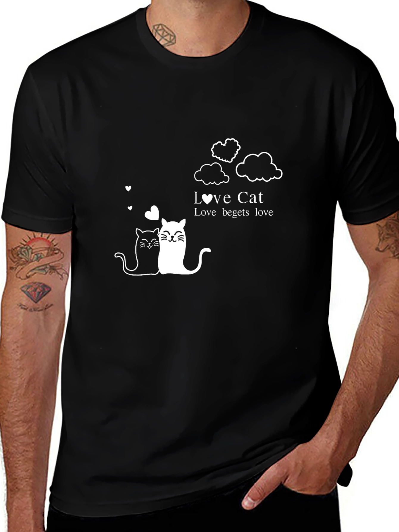 Variant 25 of Love Cats Graphic Tee - Black Unisex T-Shirt