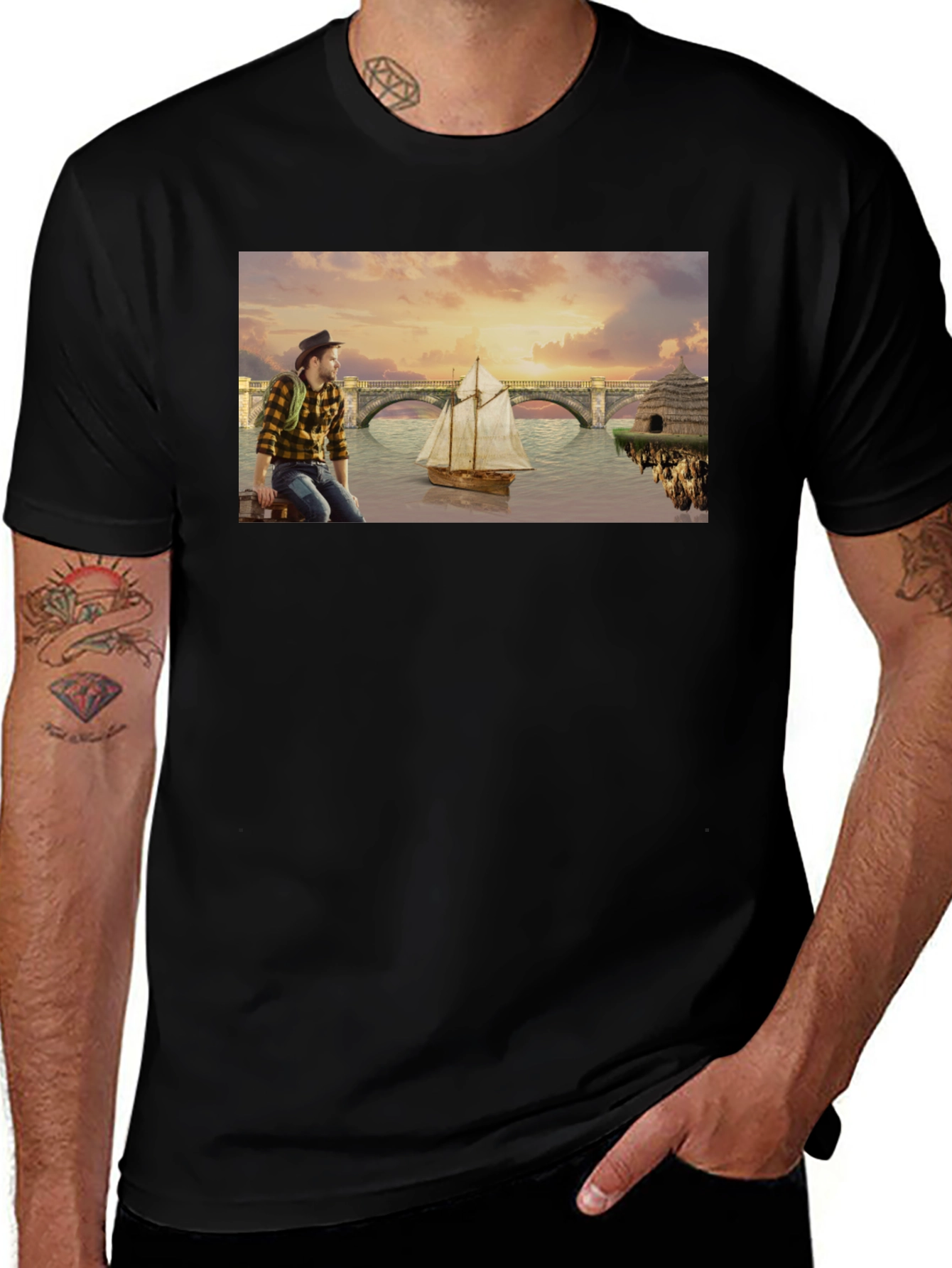 Variant 23 of Scenic River Adventure Graphic Tee - Black