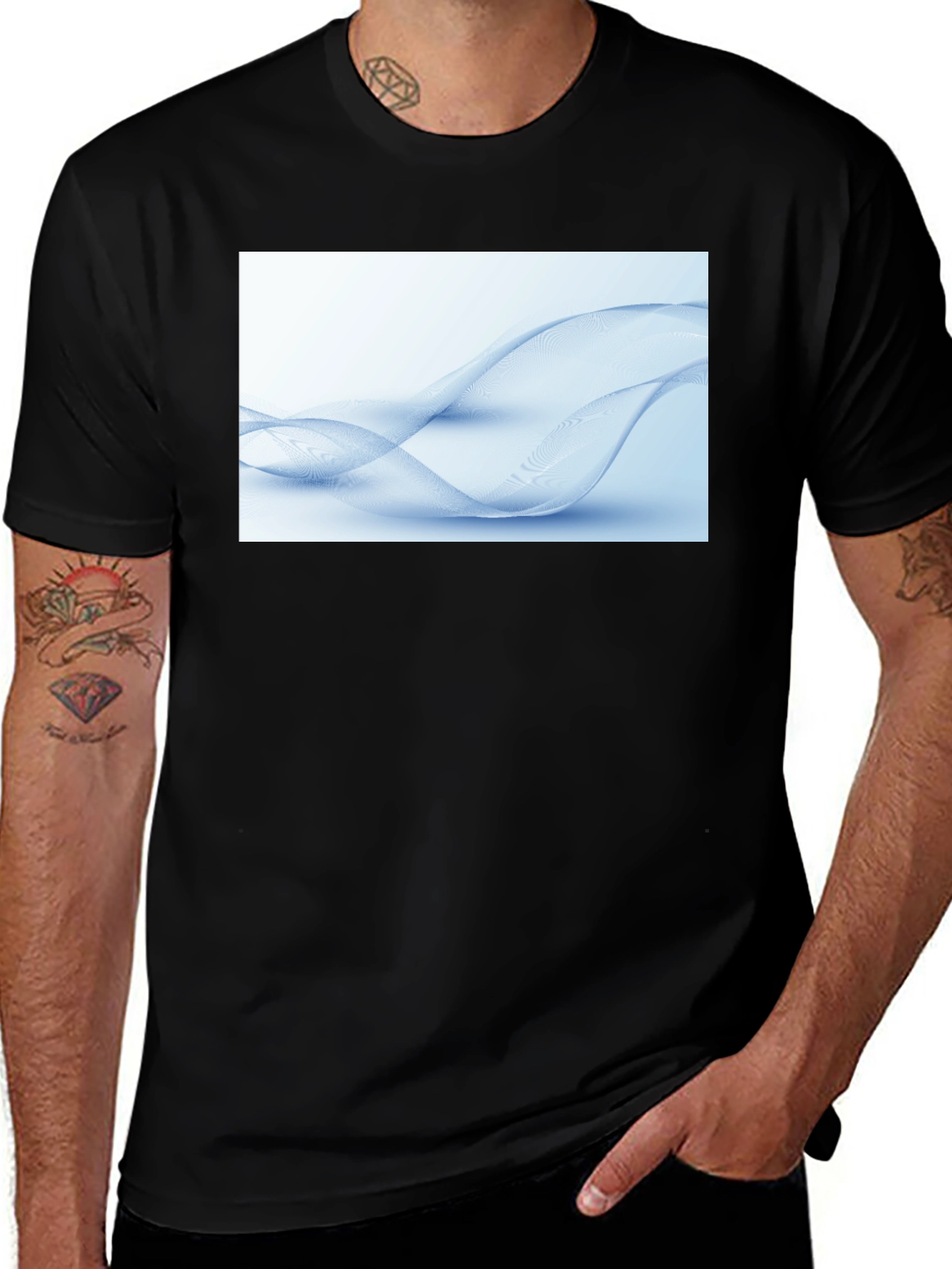 Variant 10 of Abstract Wave Design Black T-Shirt