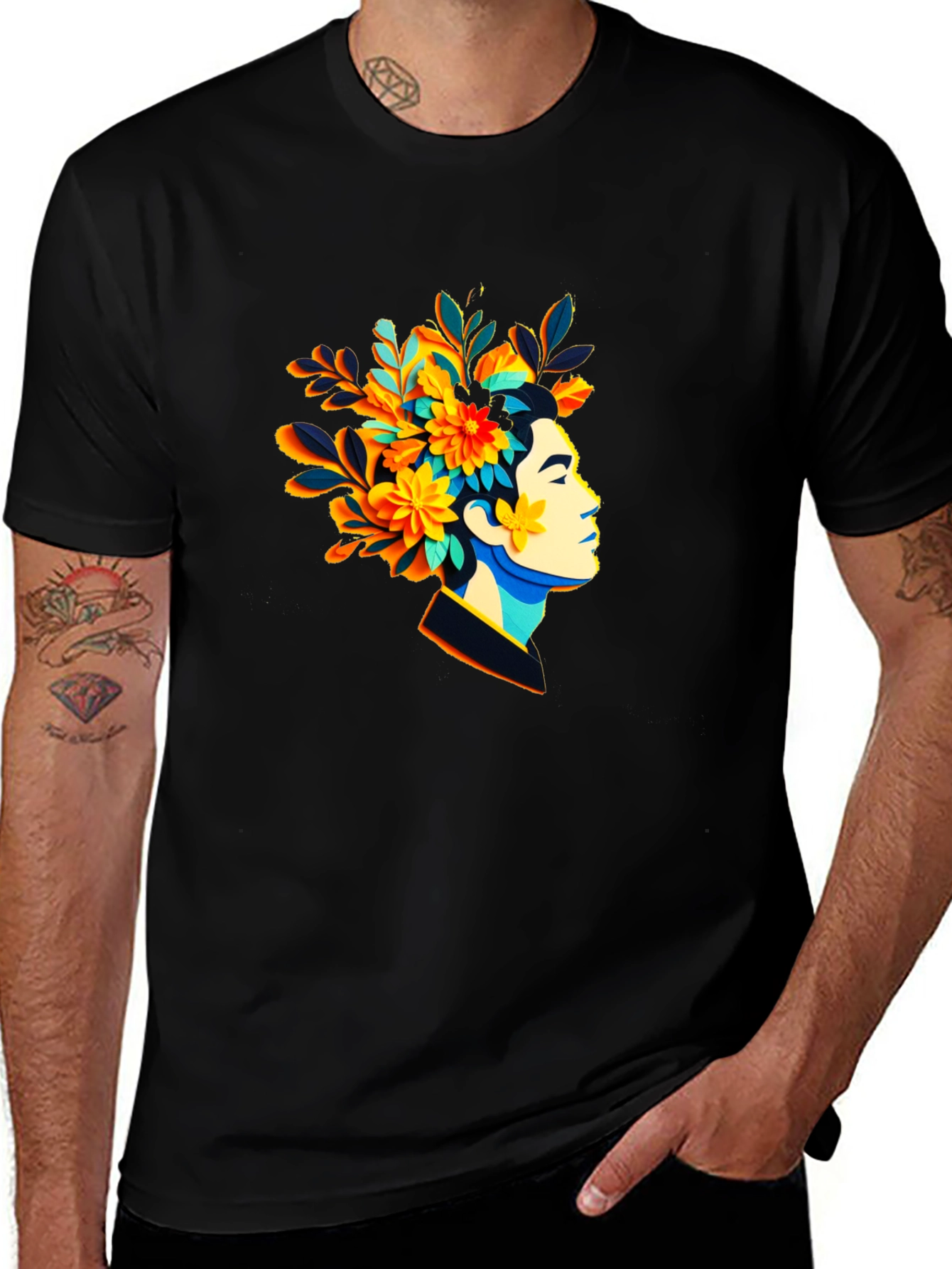 Variant 14 of Floral Head T-Shirt - Unique Graphic Tee