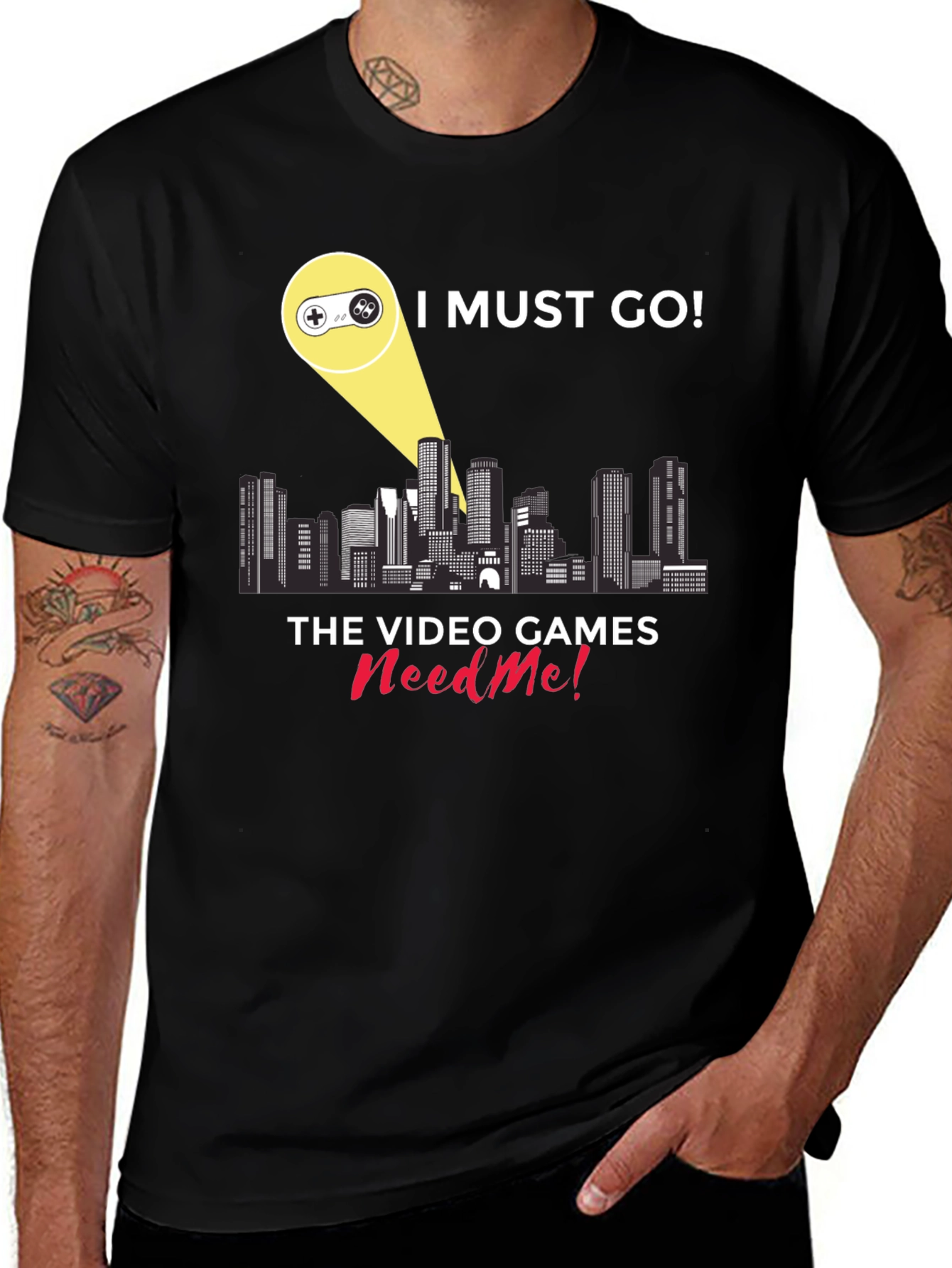 Variant 19 of I Must Go Video Games Need Me Black T-Shirt