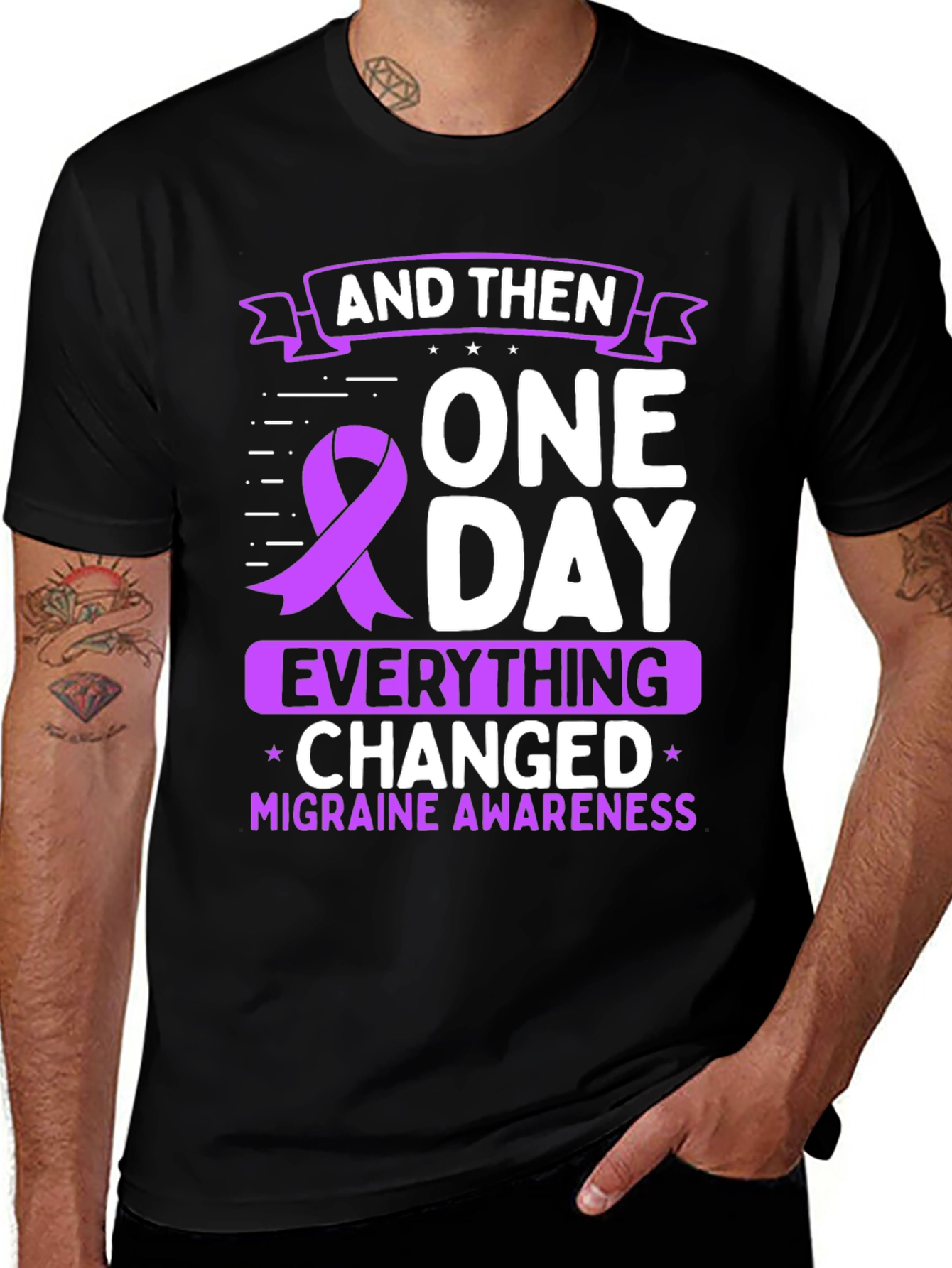 Variant 25 of Migraine Awareness T-Shirt - And Then One Day Everything Changed