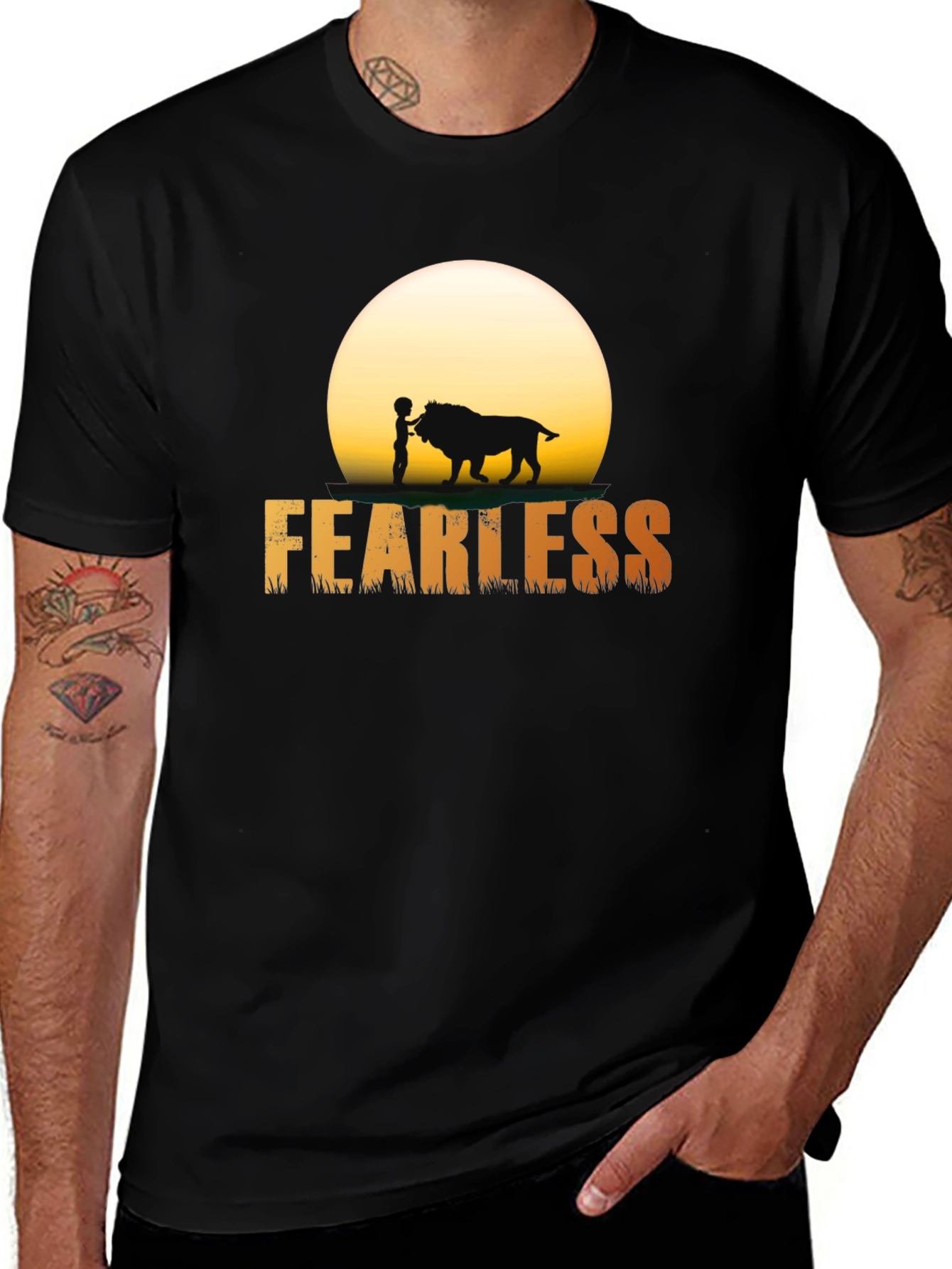 Variant 20 of Fearless Lion Graphic Tee - Men's Black T-Shirt