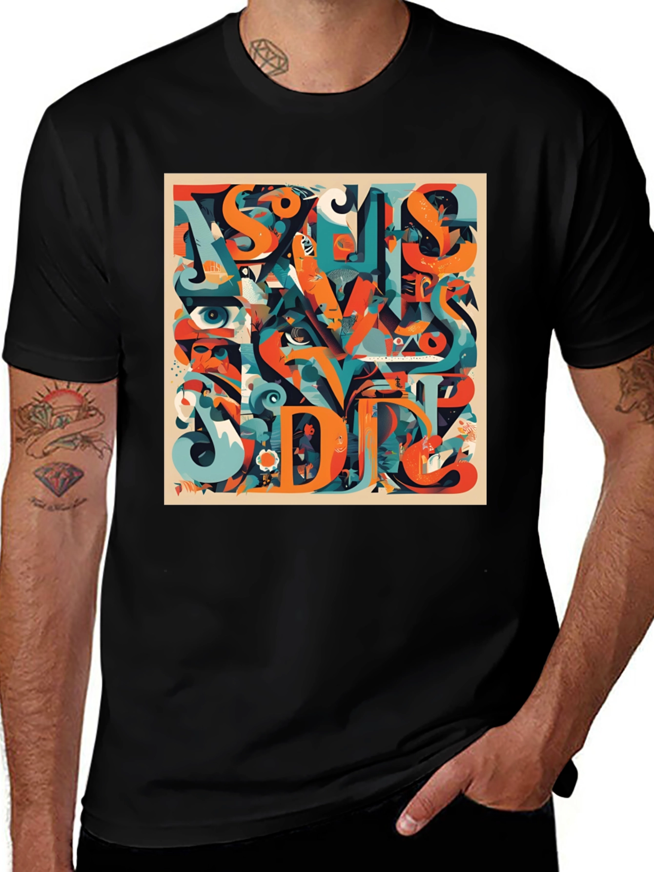 Variant 9 of Abstract Graphic Print Crew Neck T-Shirt