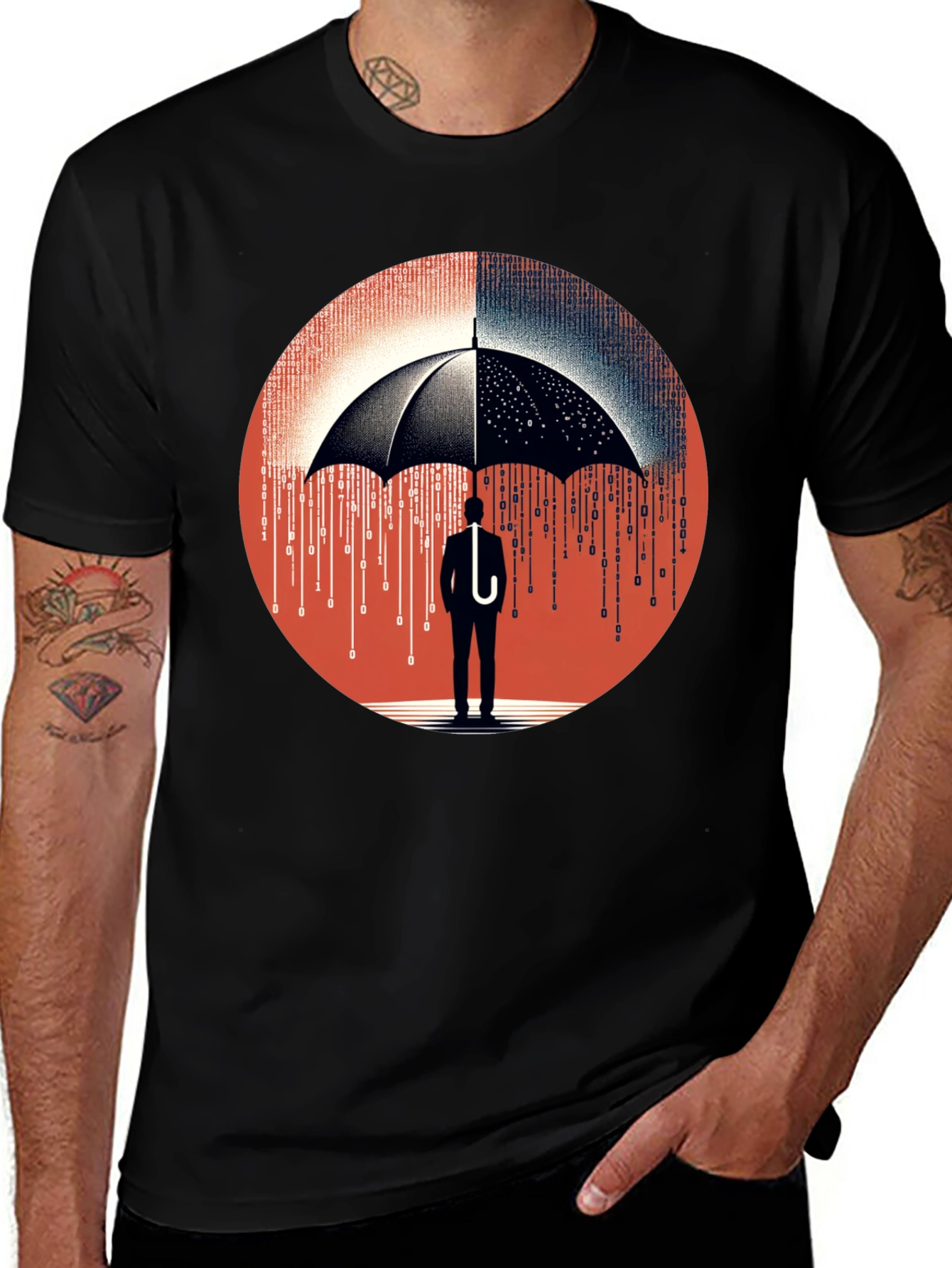Variant 4 of Data Protection T-Shirt: Digital Umbrella Tee