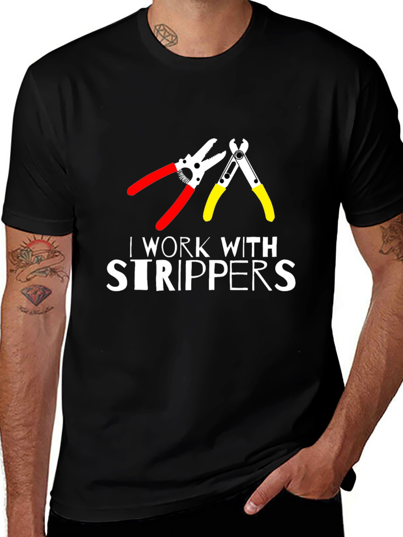 Variant 19 of I Work With Strippers T-Shirt - Electrician Humor Tee