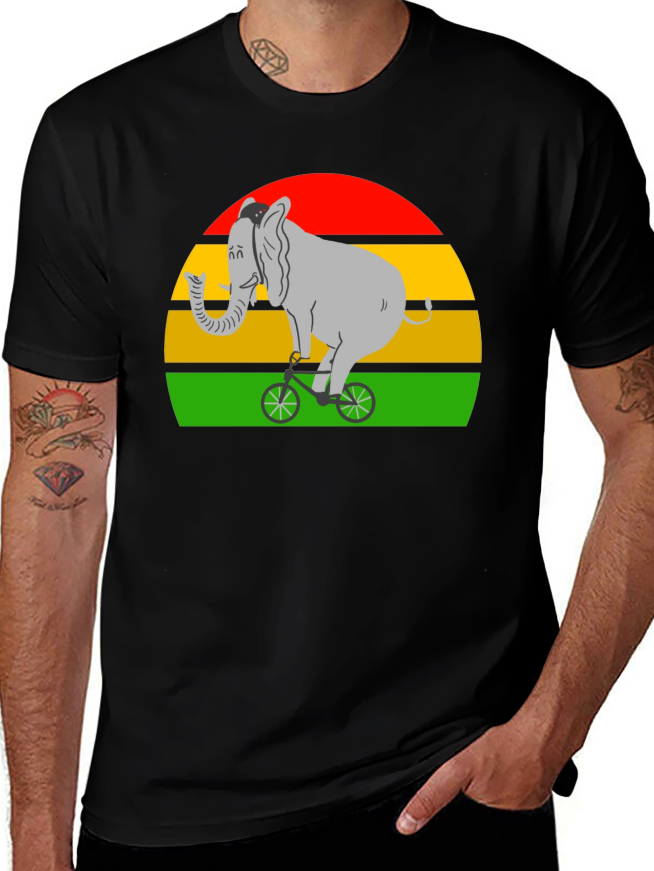 Variant 20 of Elephant on Bicycle T-Shirt - Fun Graphic Tee