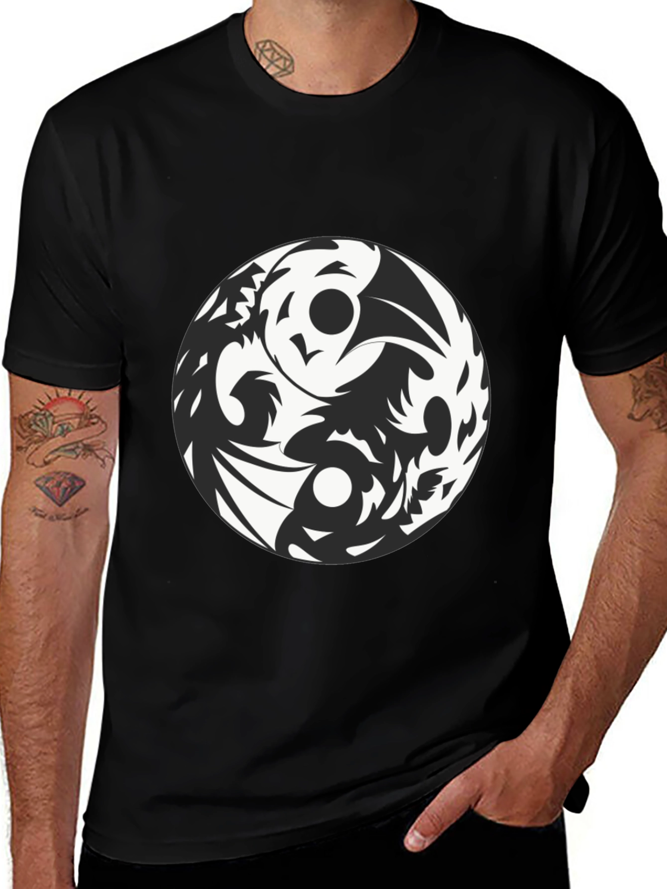 Variant 6 of Yin Yang Dragon Graphic Tee
