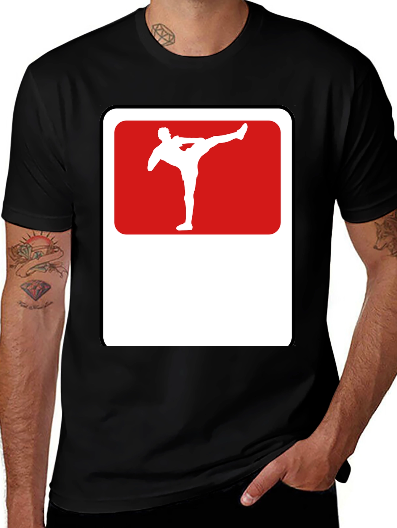 Variant 23 of Martial Arts Kick Graphic Tee - Black