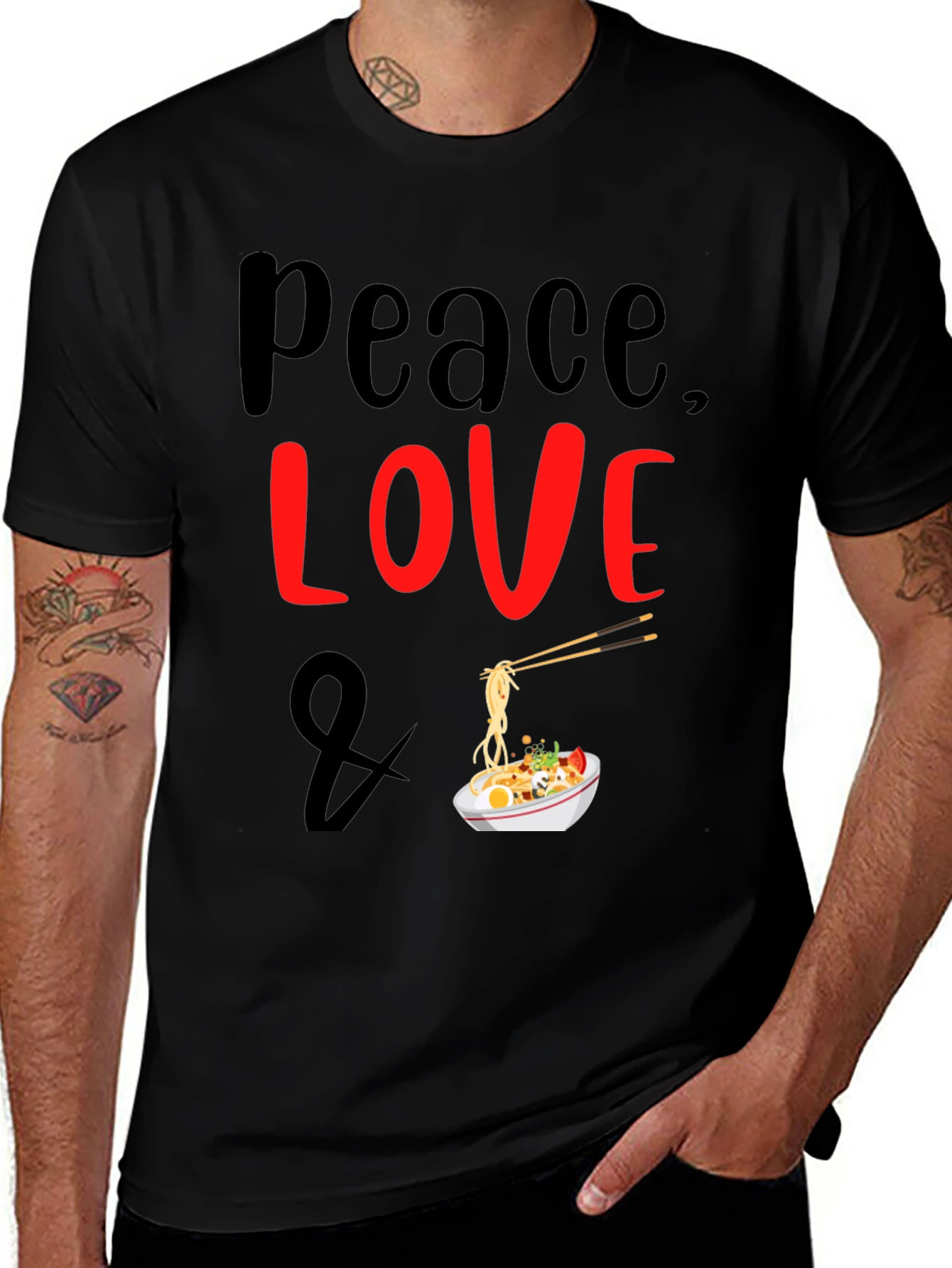 Variant 14 of Peace Love Ramen Noodles Graphic T-Shirt