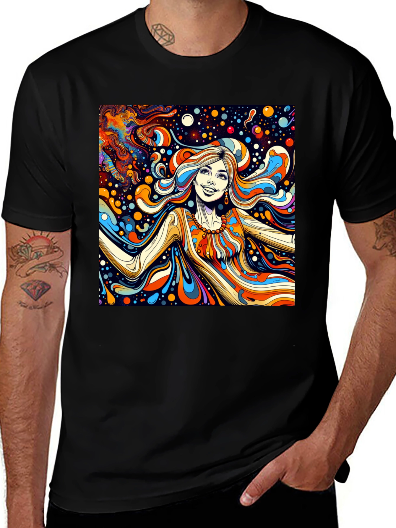Variant 15 of Psychedelic Art Tee: Vibrant Retro Style