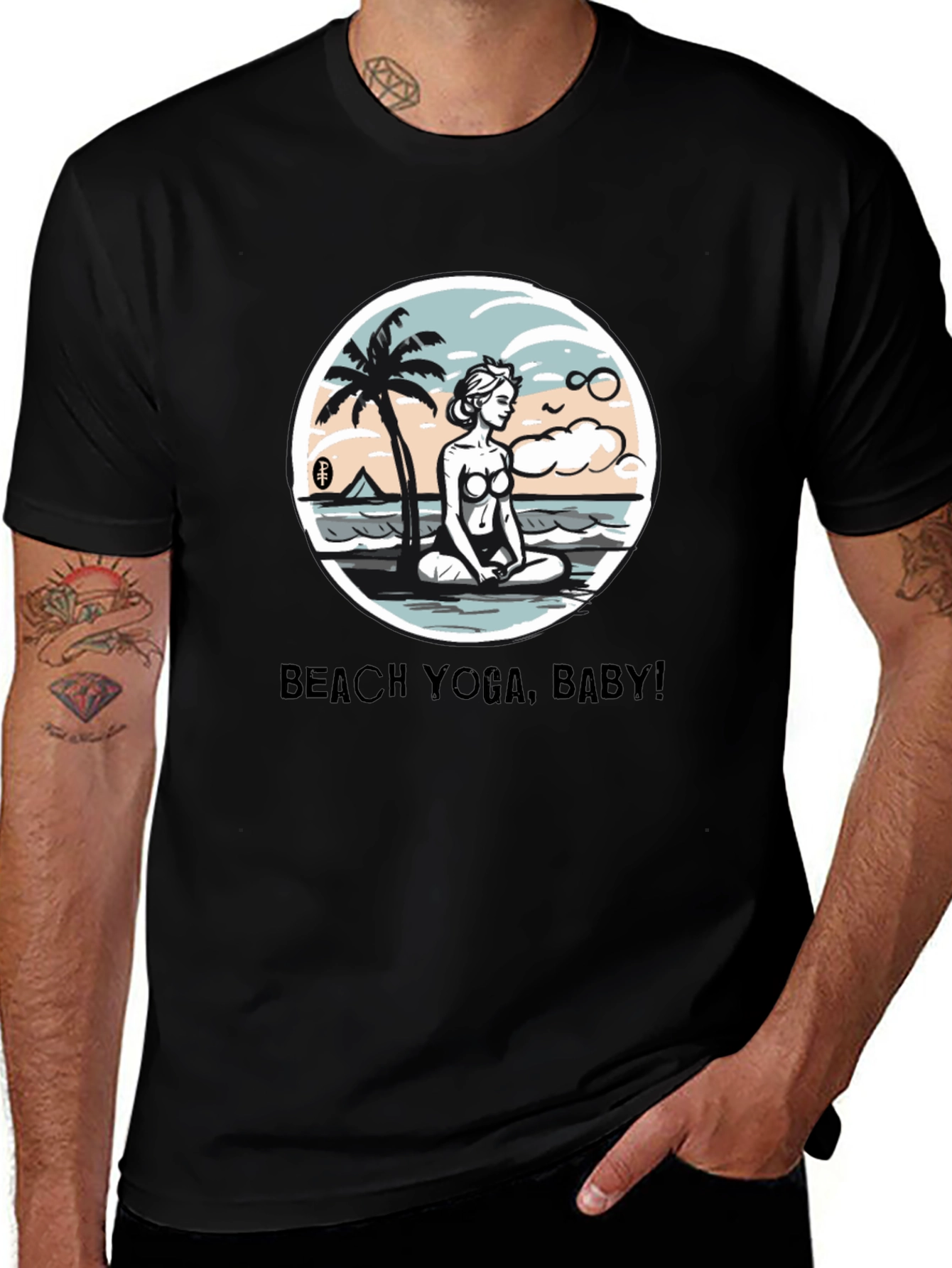Variant 11 of Beach Yoga Baby Men's Black T-Shirt