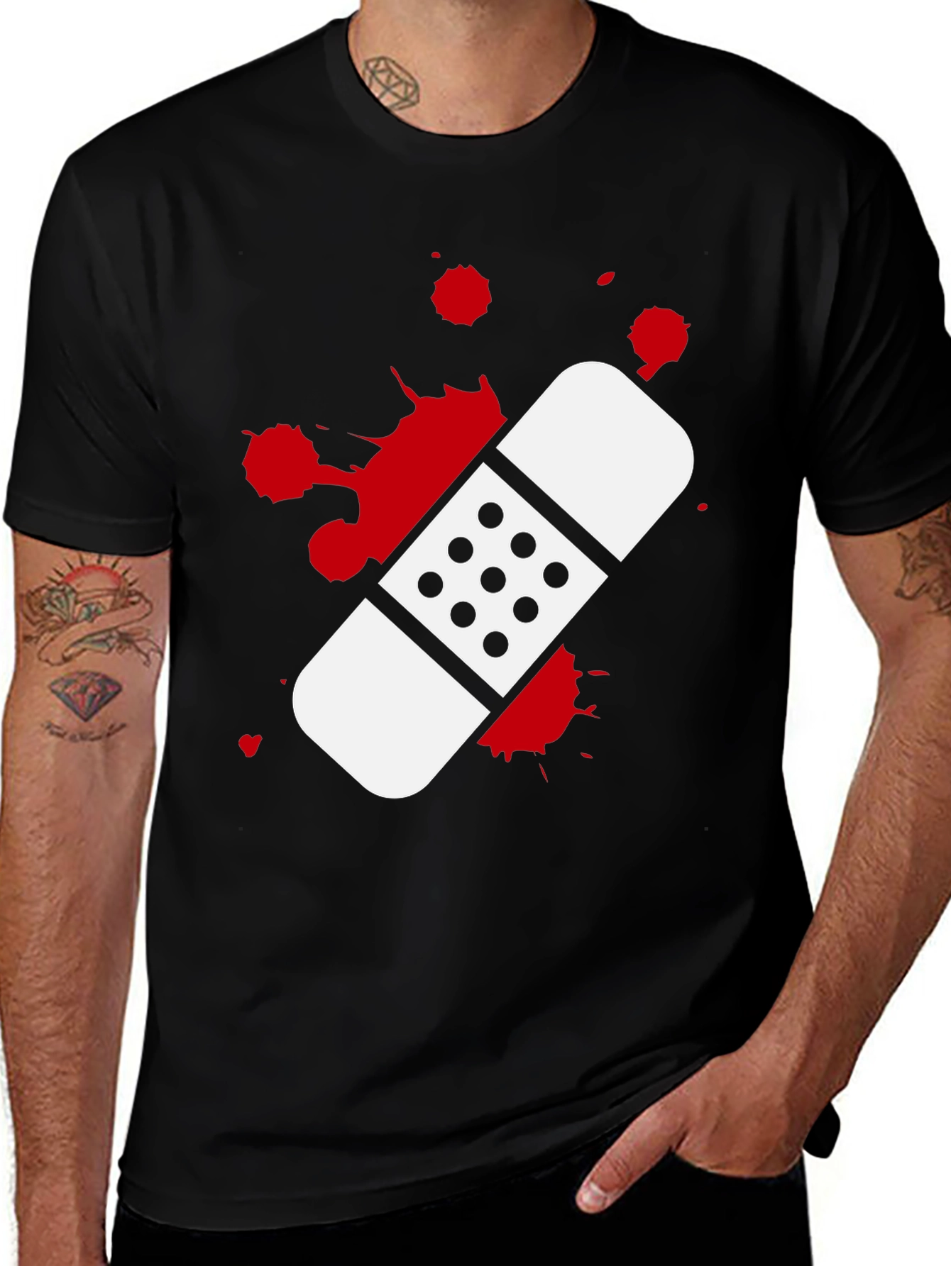 Variant 19 of Bandage Splatter Graphic Tee - Funny Injury Humor T-Shirt