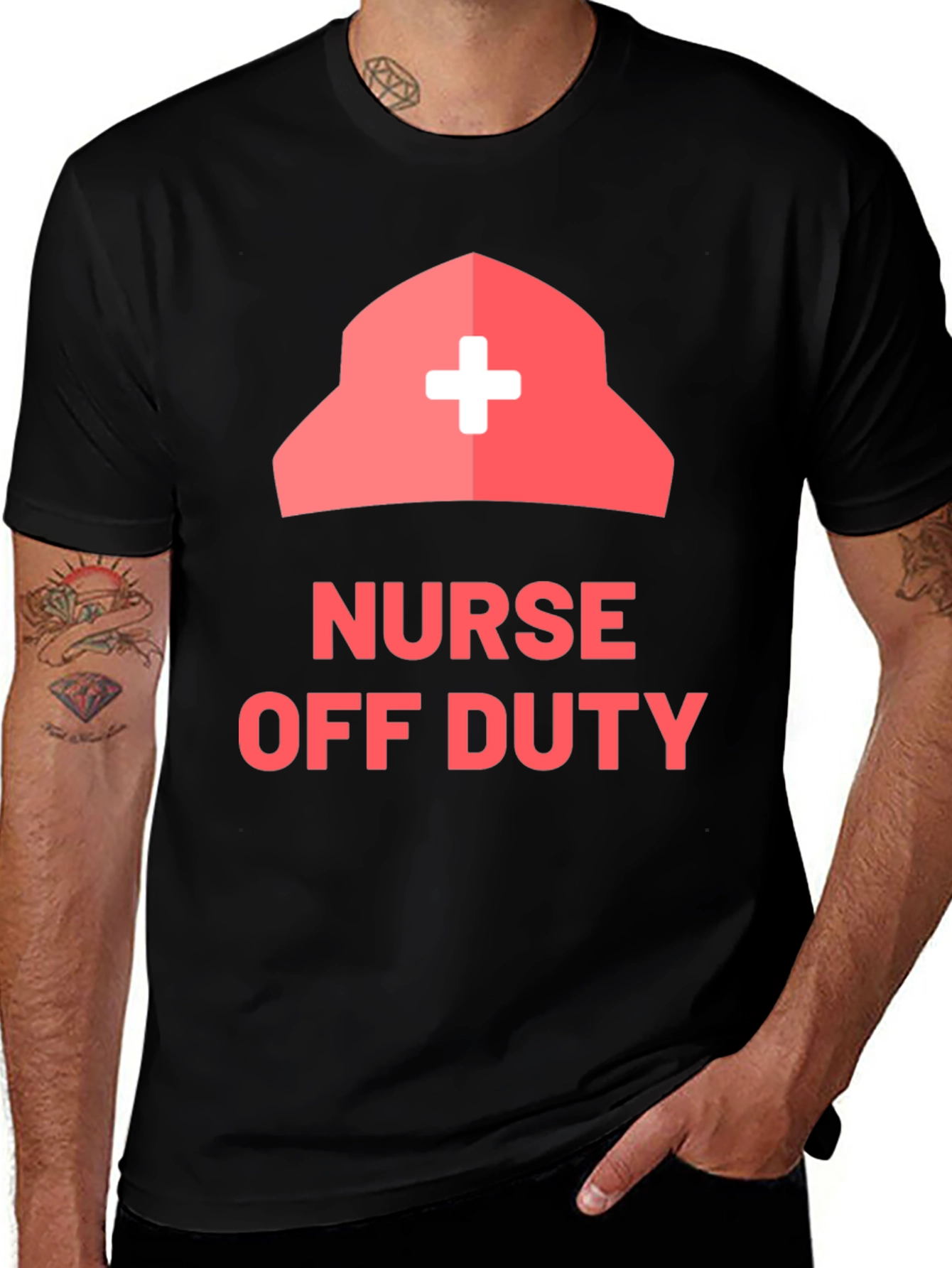 Variant 24 of Nurse Off Duty Graphic Tee - Black