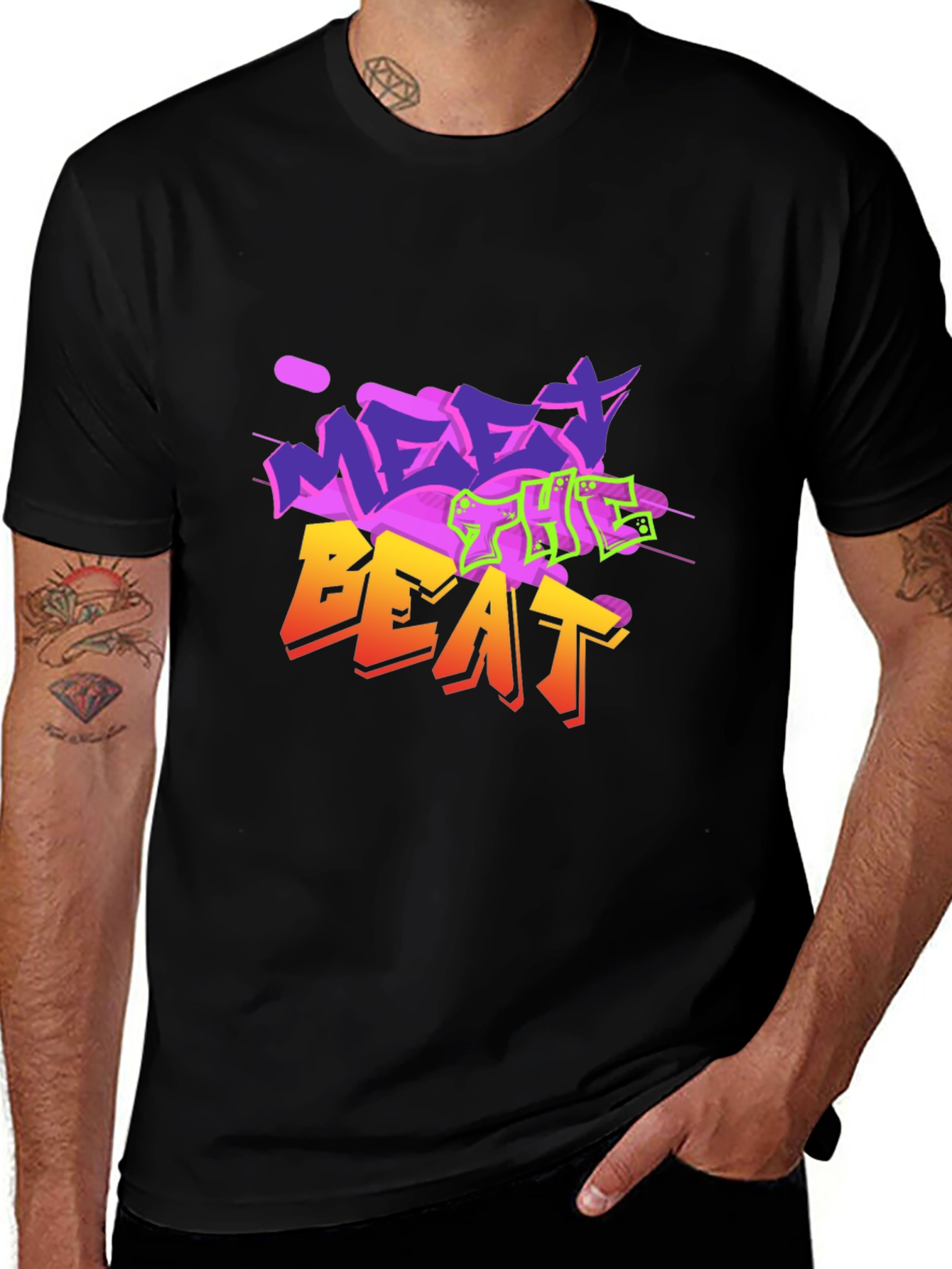 Variant 21 of Meet the Beat Graphic Print Black T-Shirt