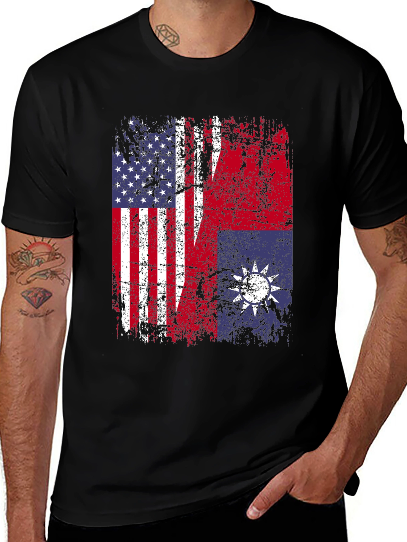 Variant 23 of USA Taiwan Flag Graphic T-Shirt