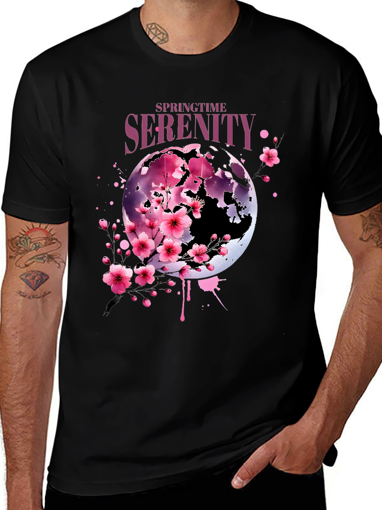 Variant 18 of Springtime Serenity Graphic Tee - Black