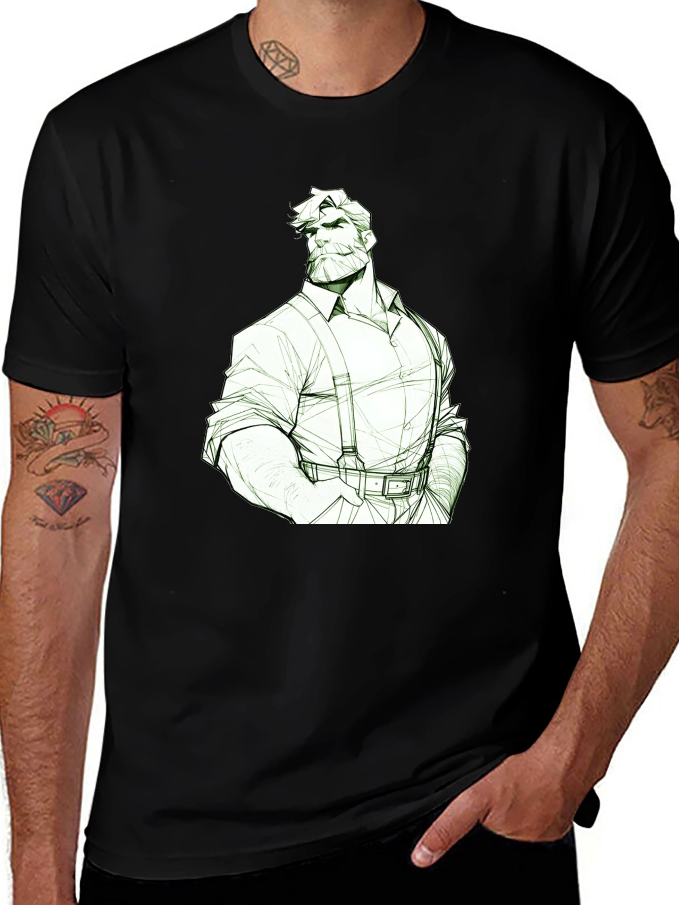 Variant 23 of Cartoon Man Suspenders Black Tee