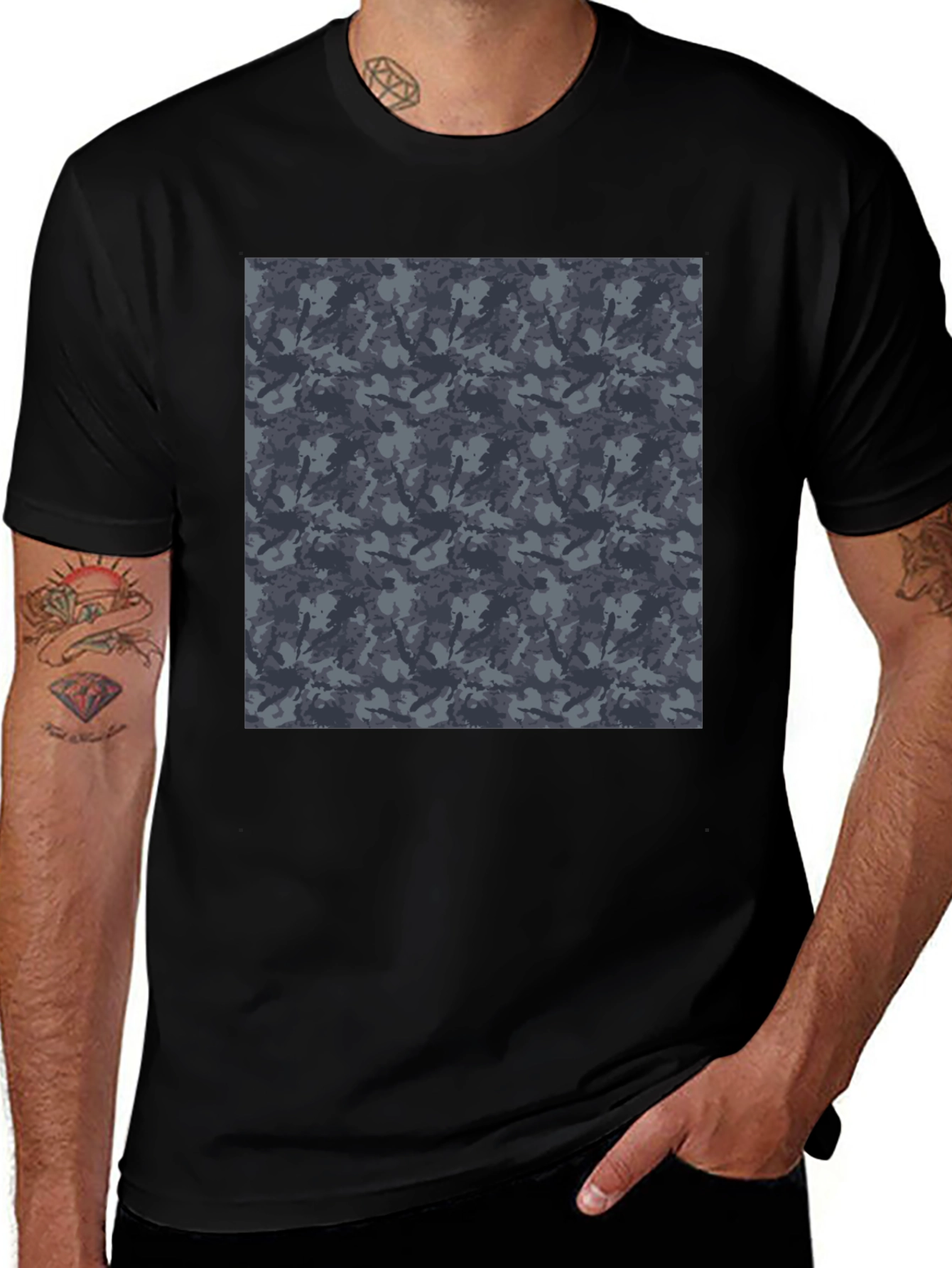 Variant 26 of Urban Camo Print Black T-Shirt