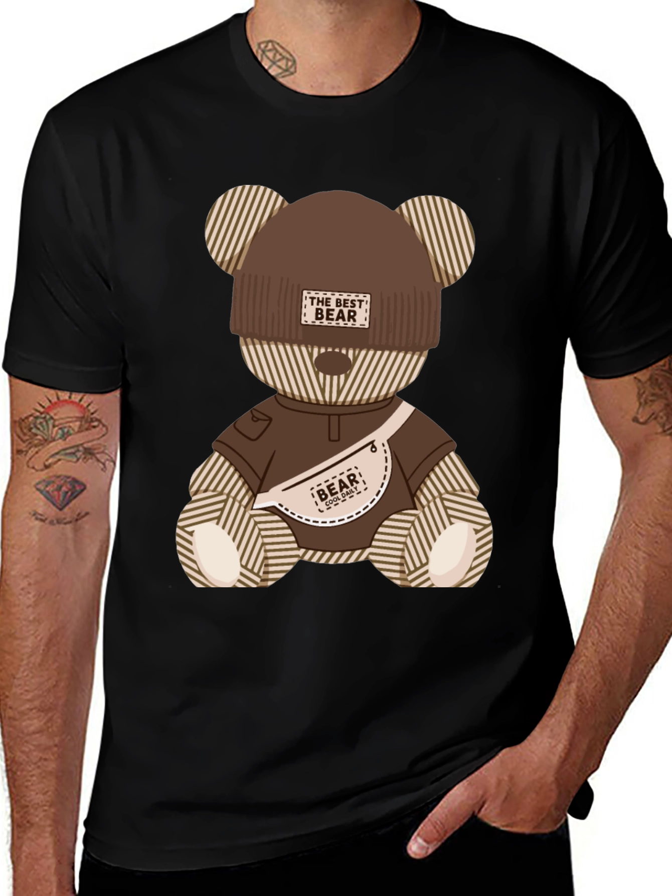 Variant 9 of Cool Striped Bear Graphic Tee
