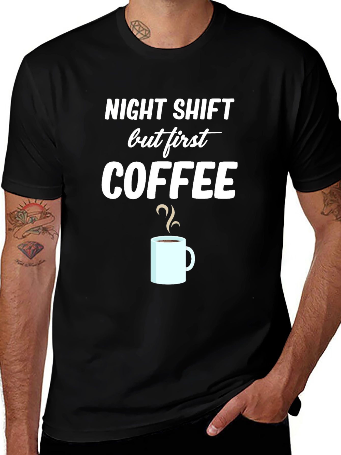 Variant 17 of Night Shift But First Coffee Graphic T-Shirt
