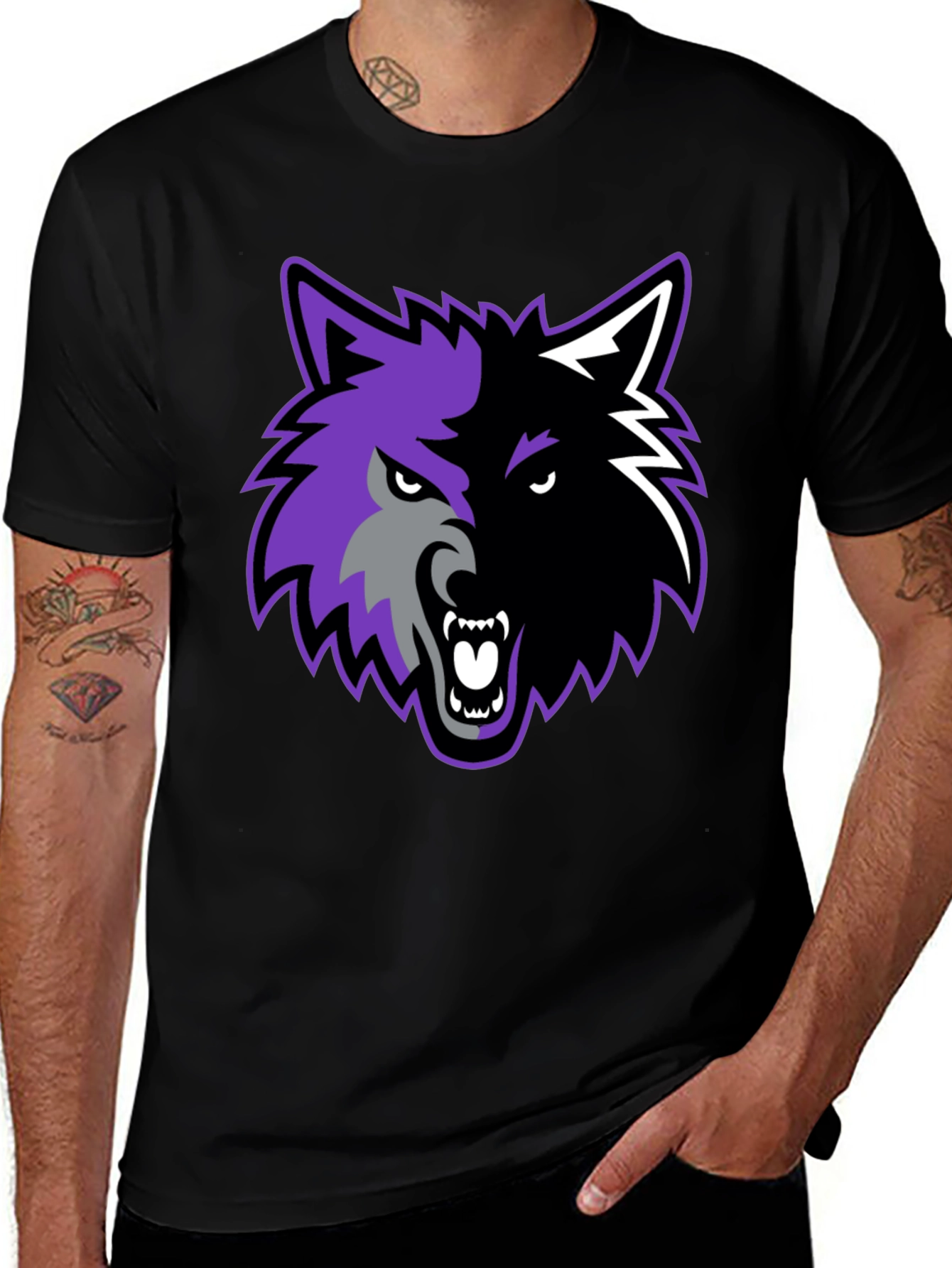 Variant 5 of Two-Tone Wolf Graphic Tee