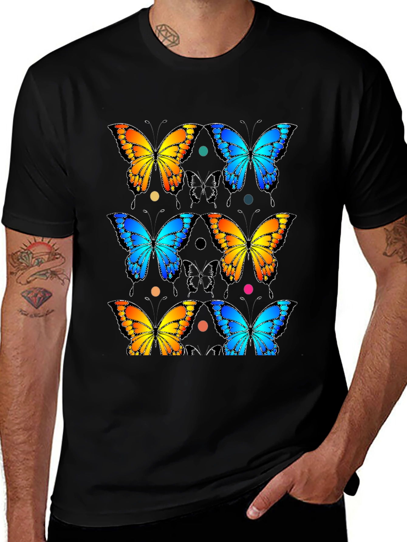 Variant 24 of Butterfly Graphic Print Black T-Shirt