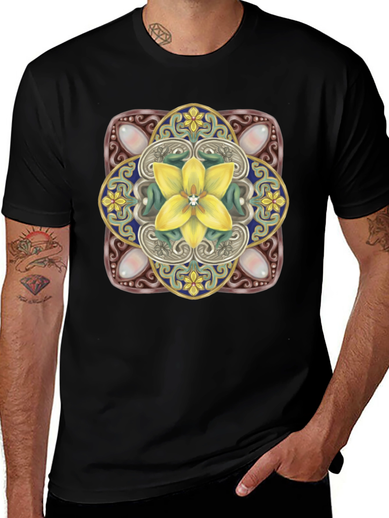 Variant 22 of Floral Mandala Graphic Tee - Unique Design