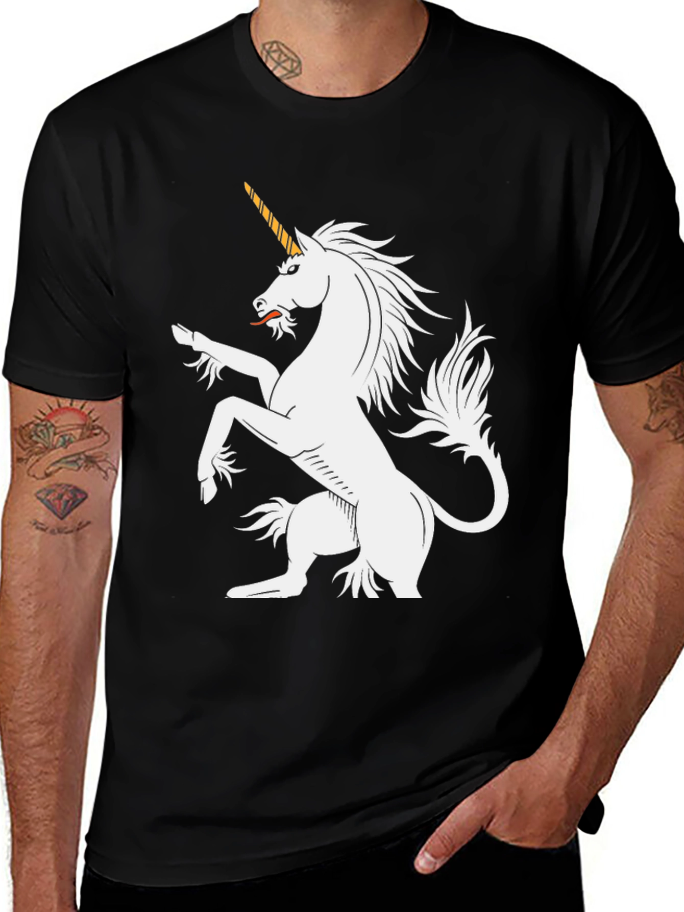 Variant 15 of Unicorn T-Shirt - Black Cotton Graphic Tee