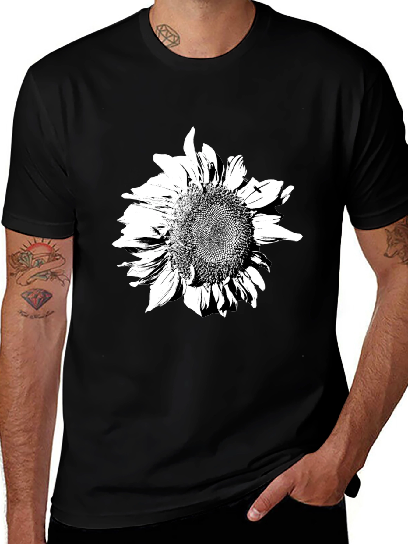 Variant 22 of Black Sunflower Graphic Tee - Stylish Cotton Comfort
