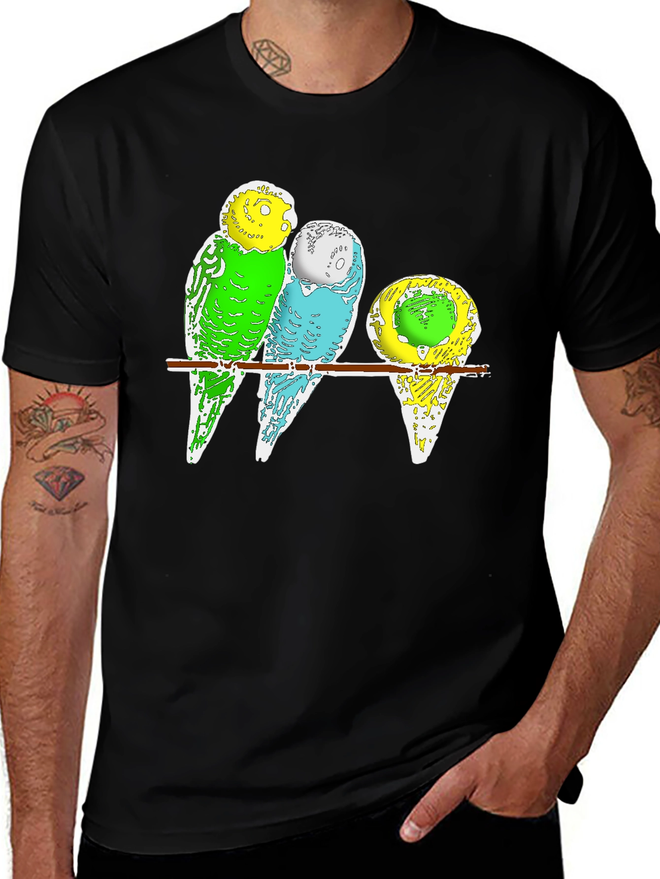 Variant 8 of Budgie Birds T-Shirt - Cute Pet Parrot Design