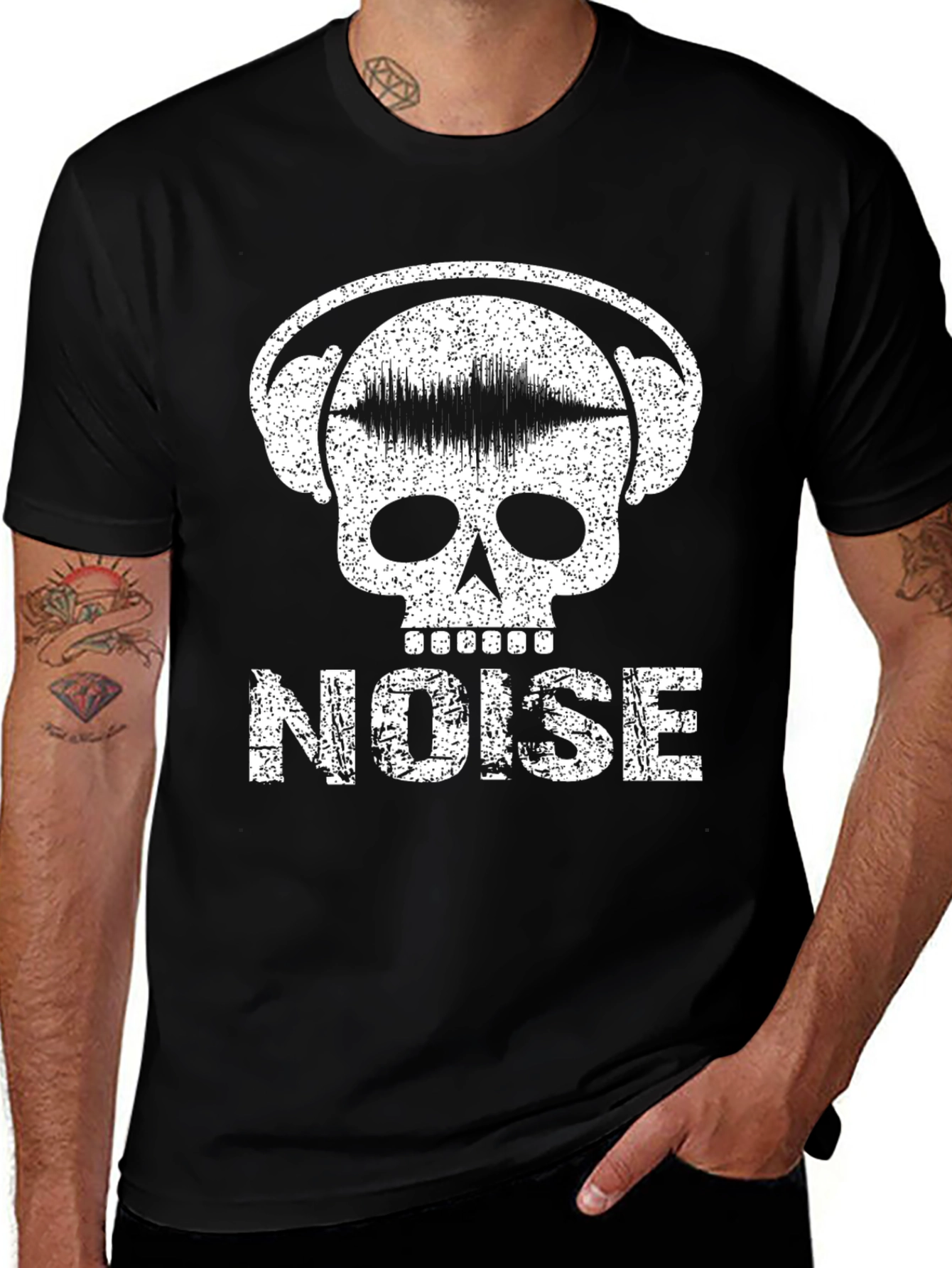 Variant 8 of Noise Skull Graphic T-Shirt - Black