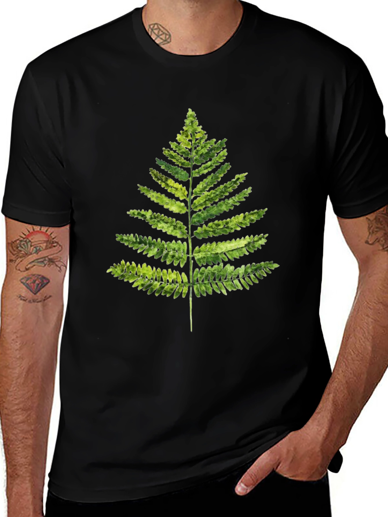 Variant 16 of Fern Print Black T-Shirt