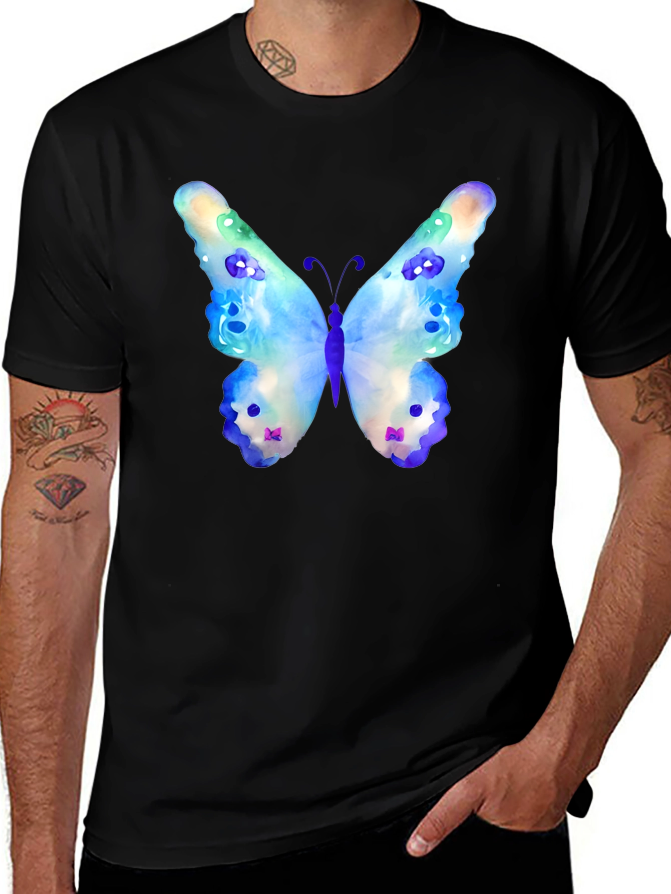 Variant 17 of Watercolor Butterfly Graphic Tee - Casual Comfort