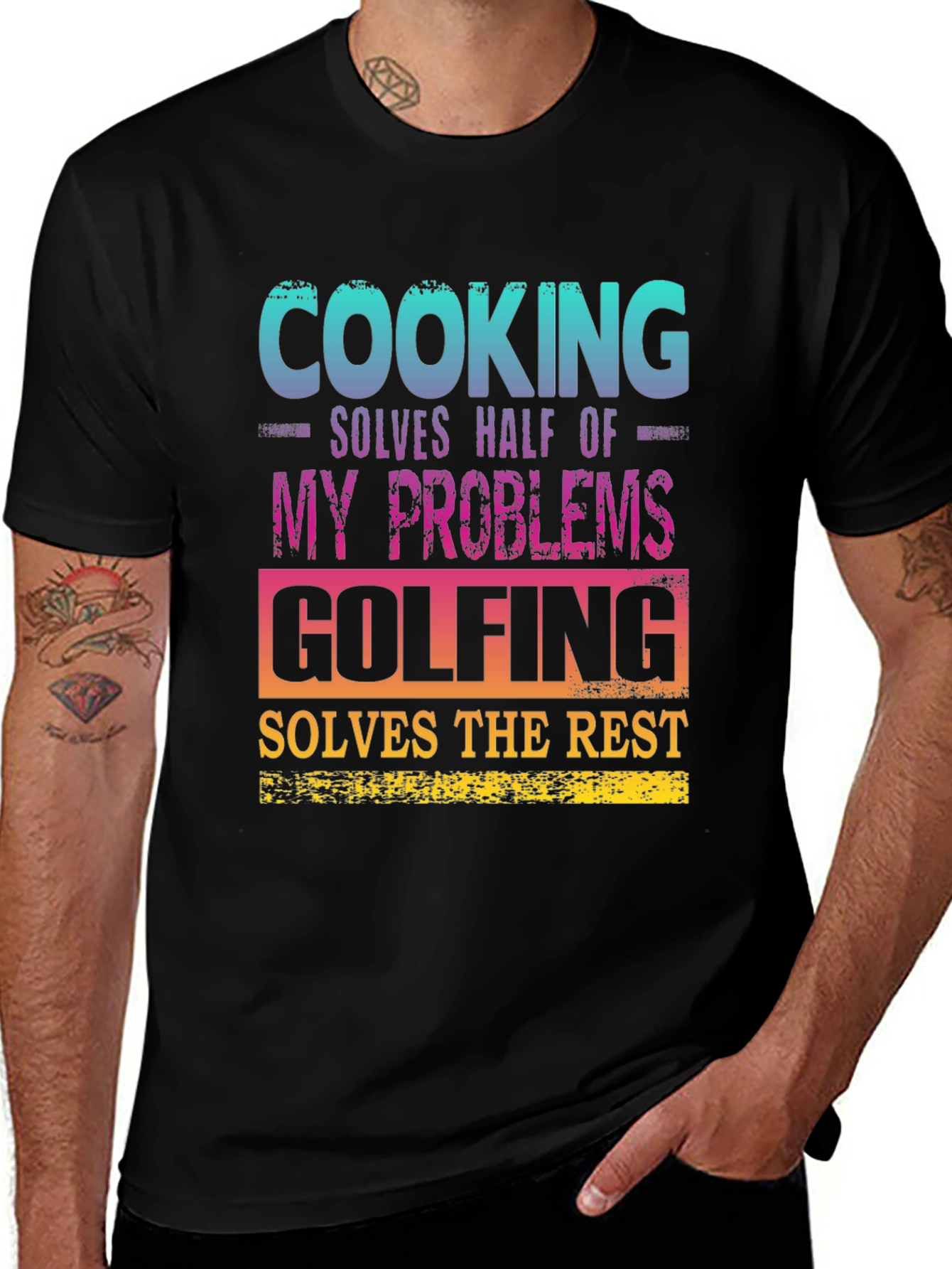 Variant 2 of Cooking and Golfing Problem Solver T-Shirt