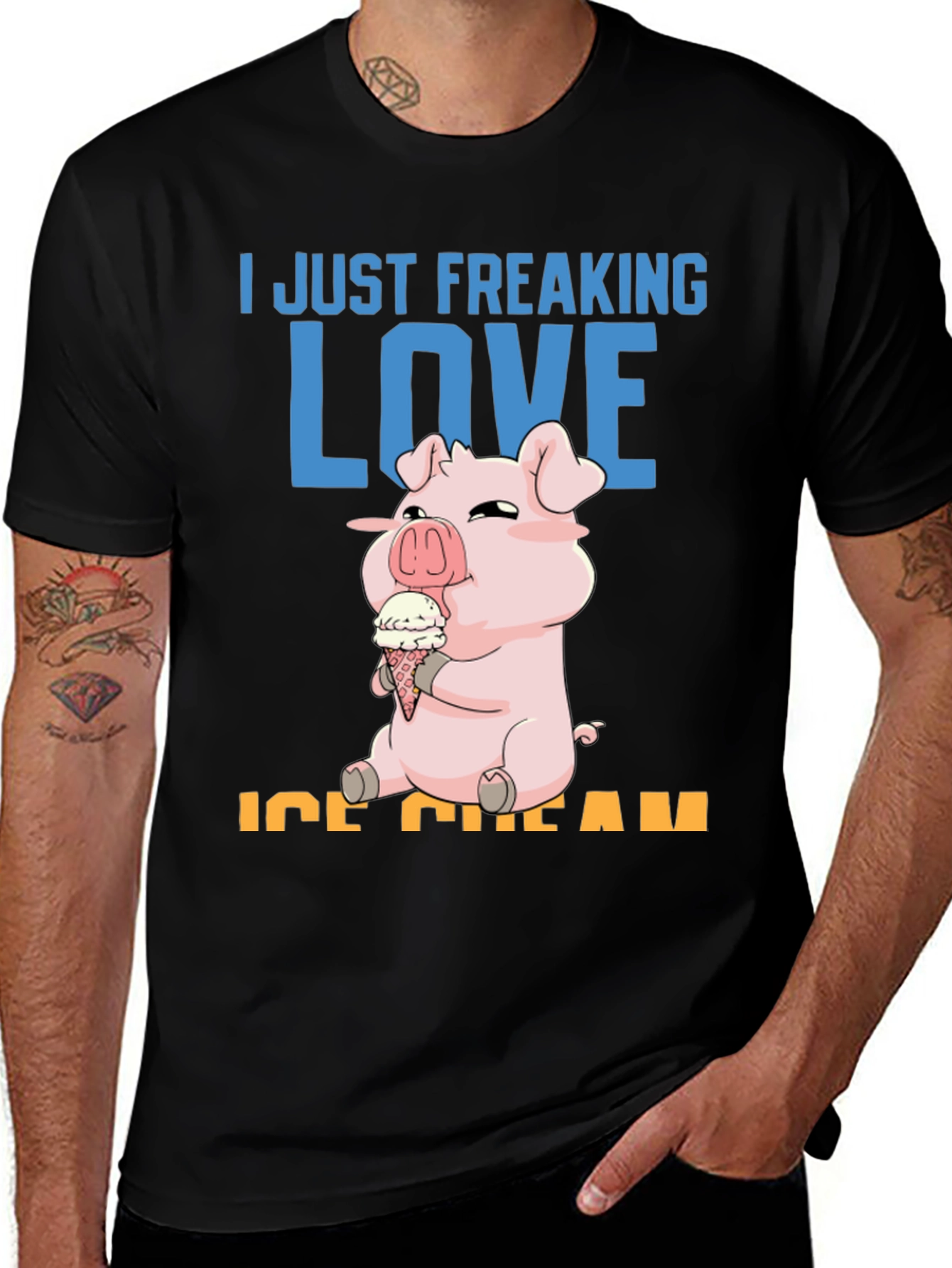 Variant 14 of I Just Freaking Love Ice Cream Pig T-Shirt