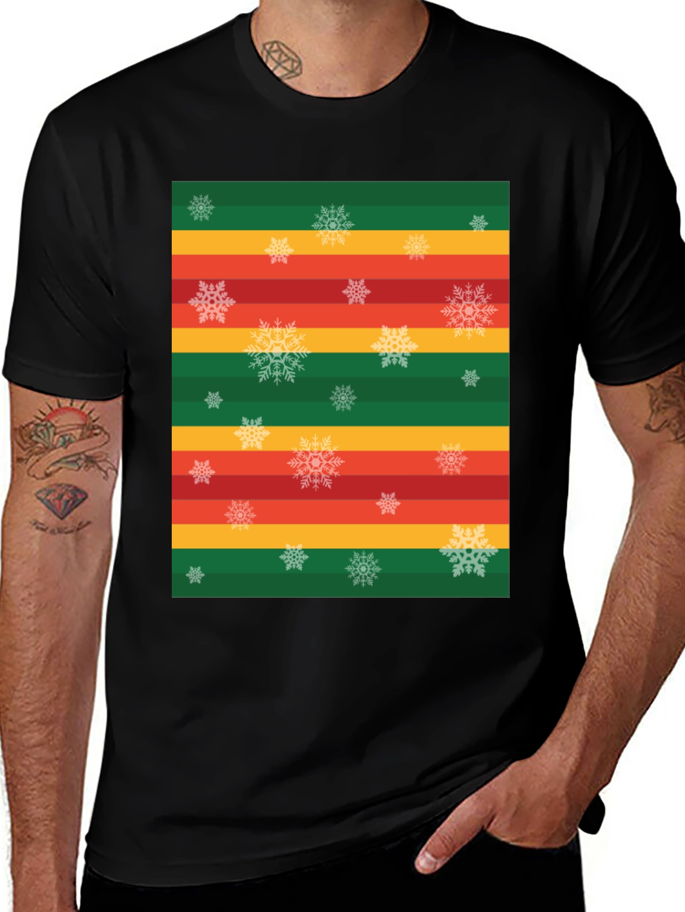 Festive Snowflake Striped Tee