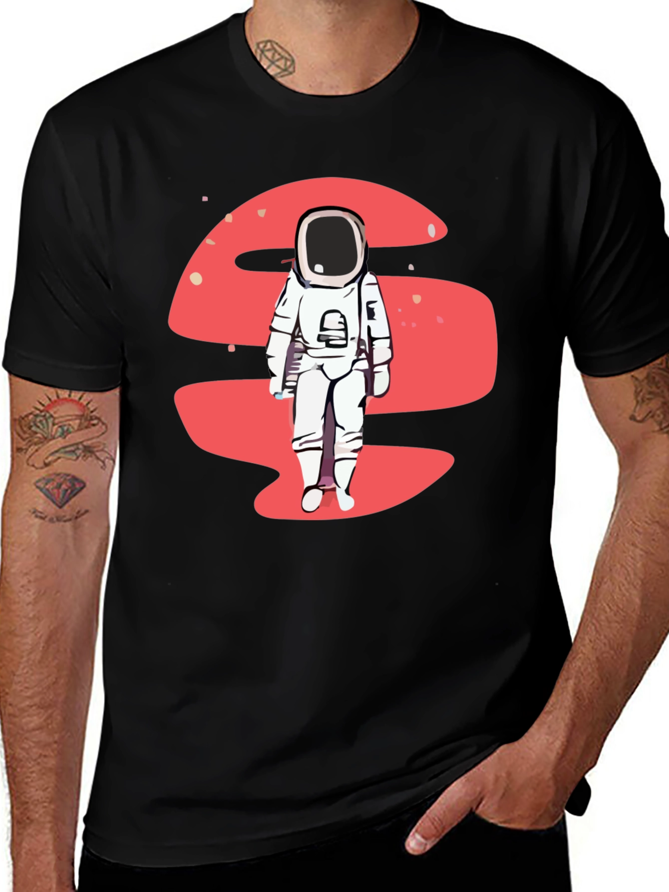 Variant 11 of Astronaut Graphic Tee - Black Crew Neck