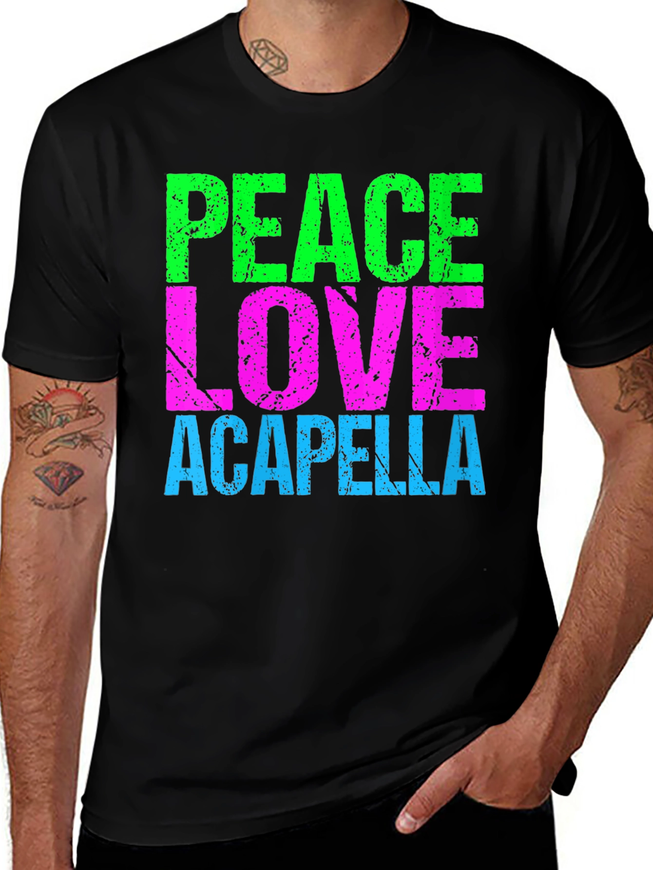 Variant 4 of Peace Love Acapella Black T-Shirt