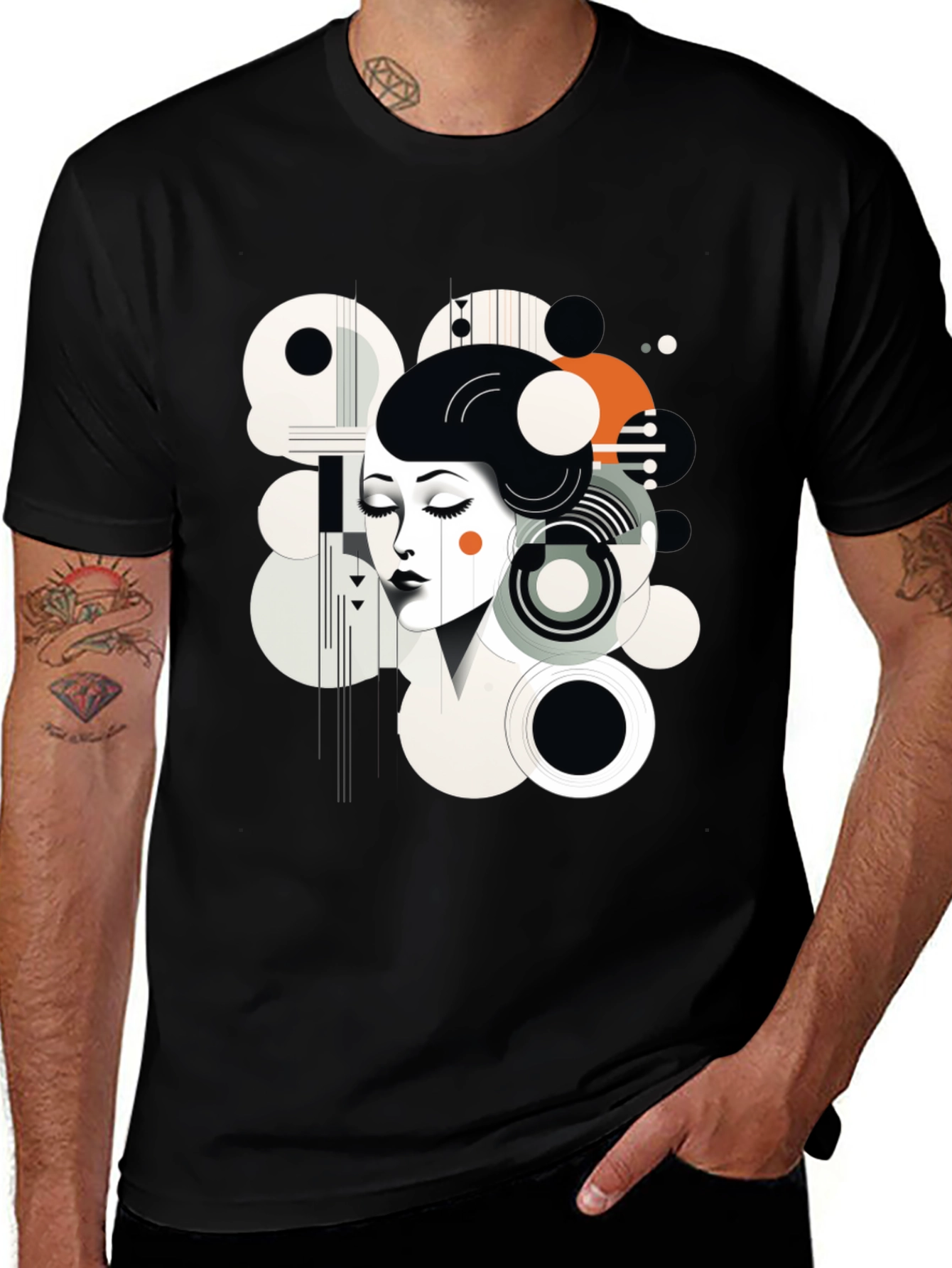 Variant 18 of Abstract Woman Graphic Black Tee