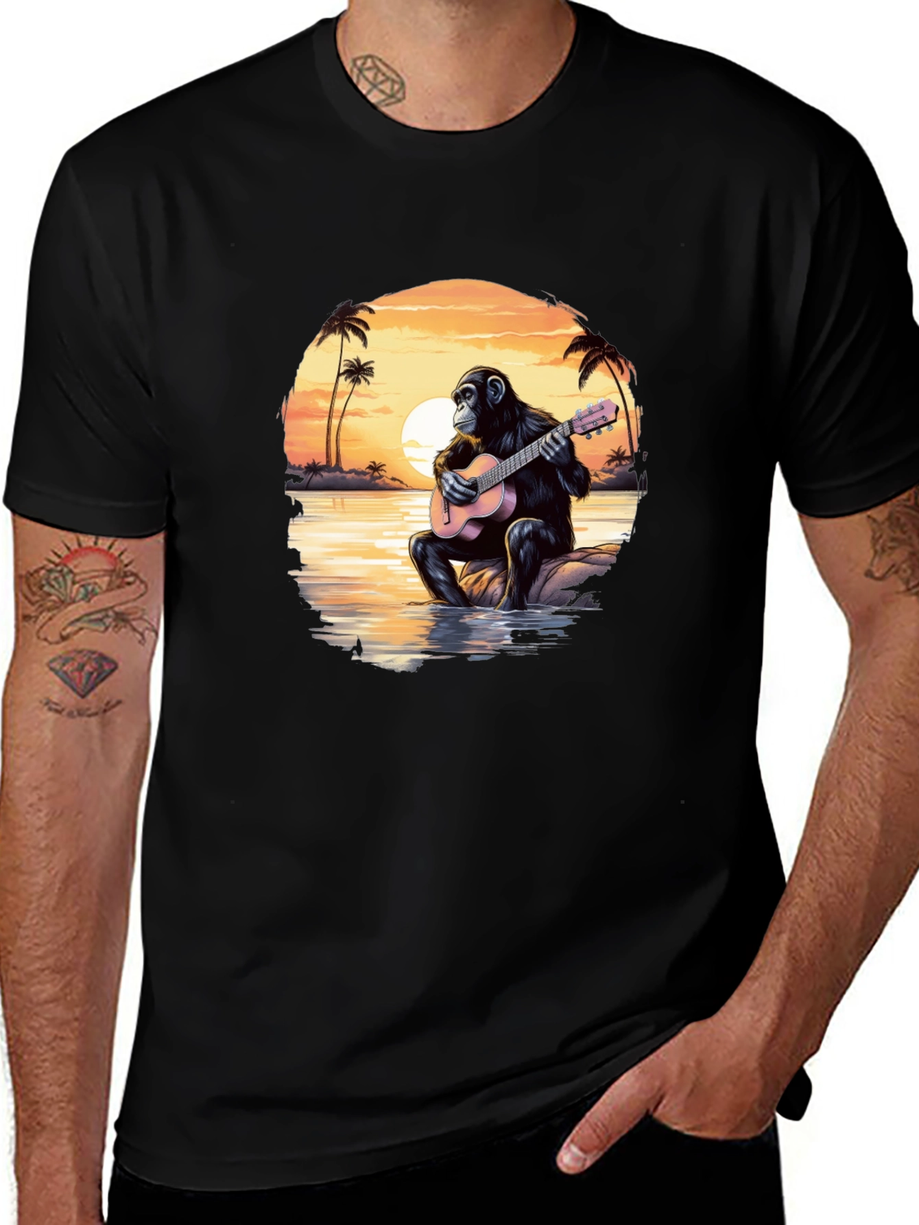 Variant 23 of Chimpanzee Guitar T-Shirt