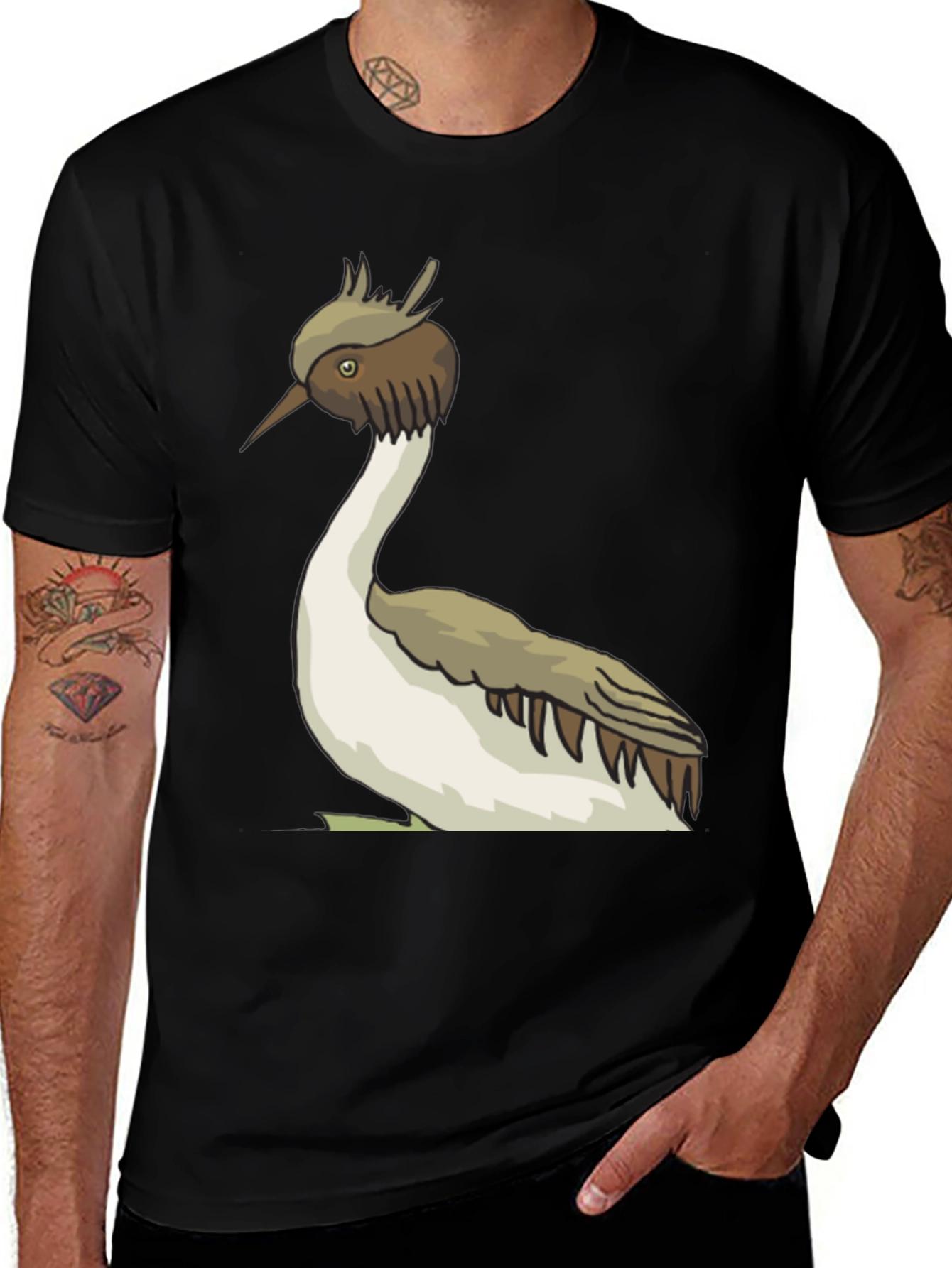 Variant 22 of Unique Bird Graphic Tee - Black Cotton Blend